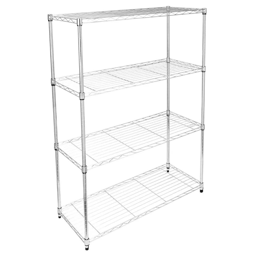 Gzxs 4-Tier Heavy Duty Metal Storage Shelving Unit. Chrome. 1 Pack / 35.43L x 13.78W x 47.24H