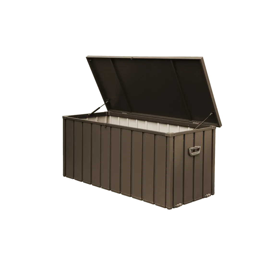 Gzxs Outdoor Deck Box 100 Gallon. Waterproof Lockable Steel Outdoor Storage Container for Outside Cushions. Garden Tools. Toys and Pools Equipment (Dark Brown)