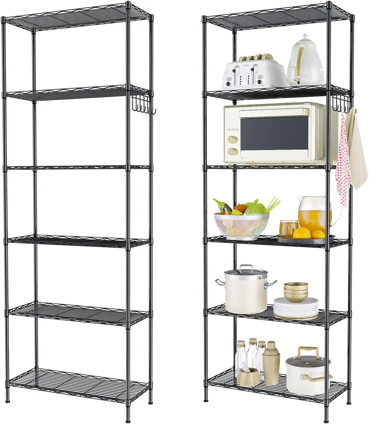 HBROLJF Heavy Duty 5 Tier Wire Shelving Unit on Wheels Garage Rack Metal Shelves for Steel with Wheels Rolling Shelving for Kitchen Pantry and Easy Assembly 2-Pack