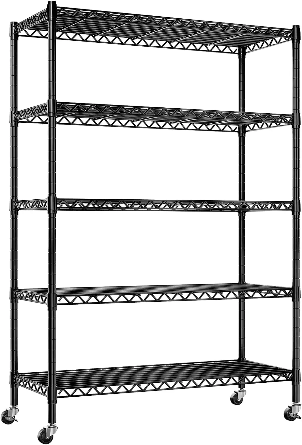 HBROLJF Shelves Wire Shelving Unit with Wheels 73.6" H Metal Shelves for Adjustable Pantry Shelves 5 Tier Heavy Duty Metal Shelving Rack Load 1750LBS