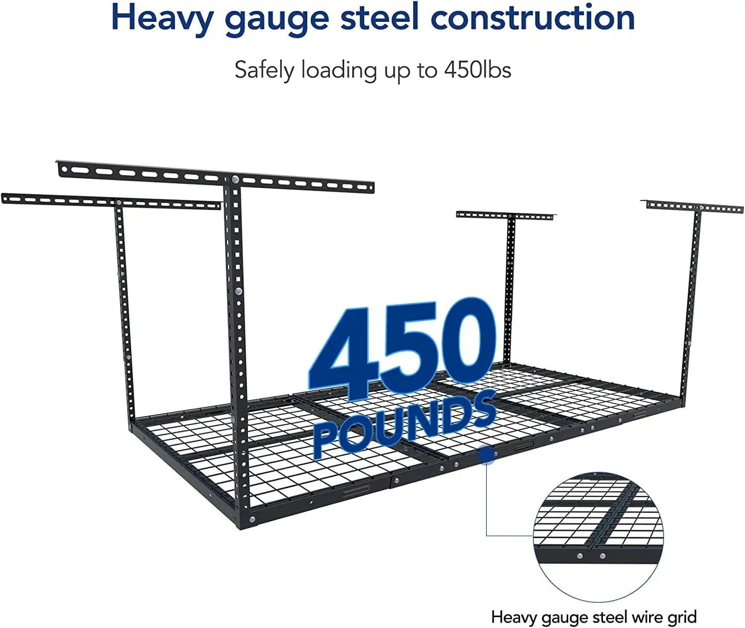 HECASA 3FT X 6FT Overhead Storage Rack Heavy Duty 72 x 36 Mounted Ceiling Rack Shelf Black Steel