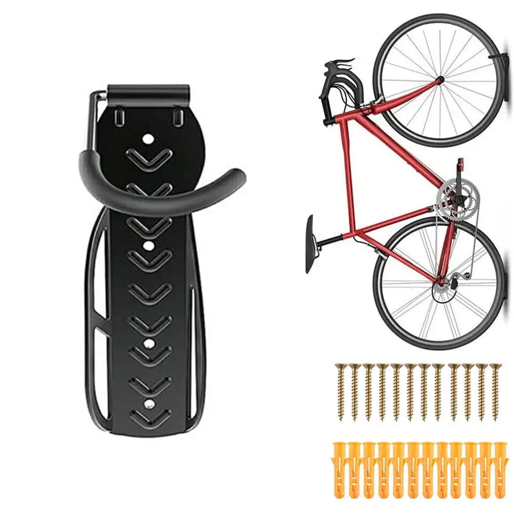 HOMEYA 1 Pack Wall Mount Vertical Bike Rack Bicycle Holder Storage Hanger for Indoor. Garage. Shed with Screws. Black