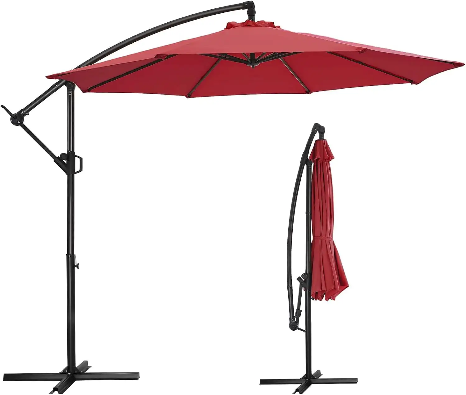 HOMSHADE 10ft Offset Patio Umbrella - Offset Hanging Cantilever Patio Outdoor Market Umbrella UPF50+ UV Protection with Easy Tilt Adjustment and Crank for Pool Deck and Garden (Red)