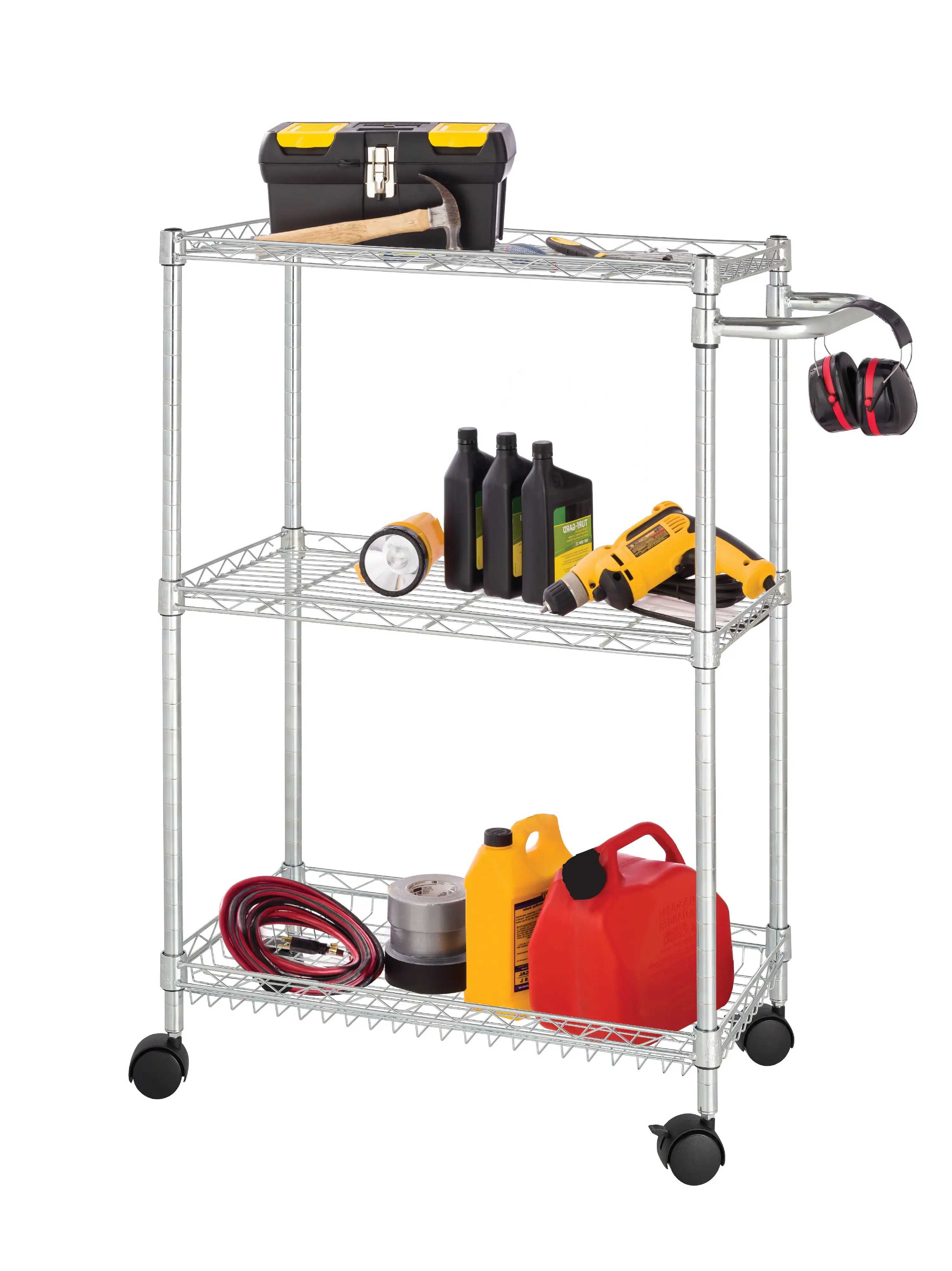 HSS 3-Tier Durable Wire Shelf Utility Cart 27.8x13.4x34.5 Chrome. Capacity 200 lbs