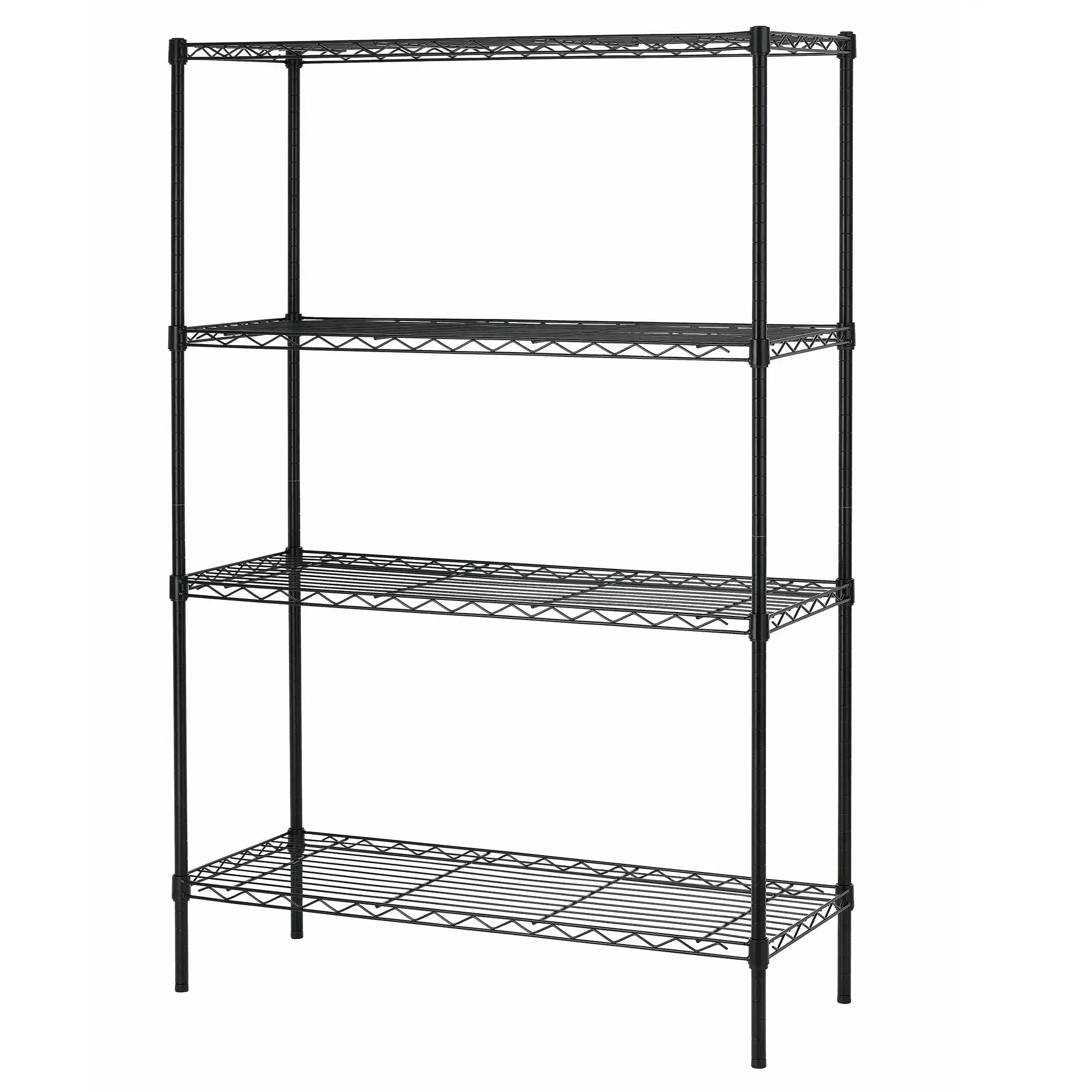 HSS Black Wire Shelf 4-Tier 54 H x 36 W x 14 D. 1400lb Total Capacity