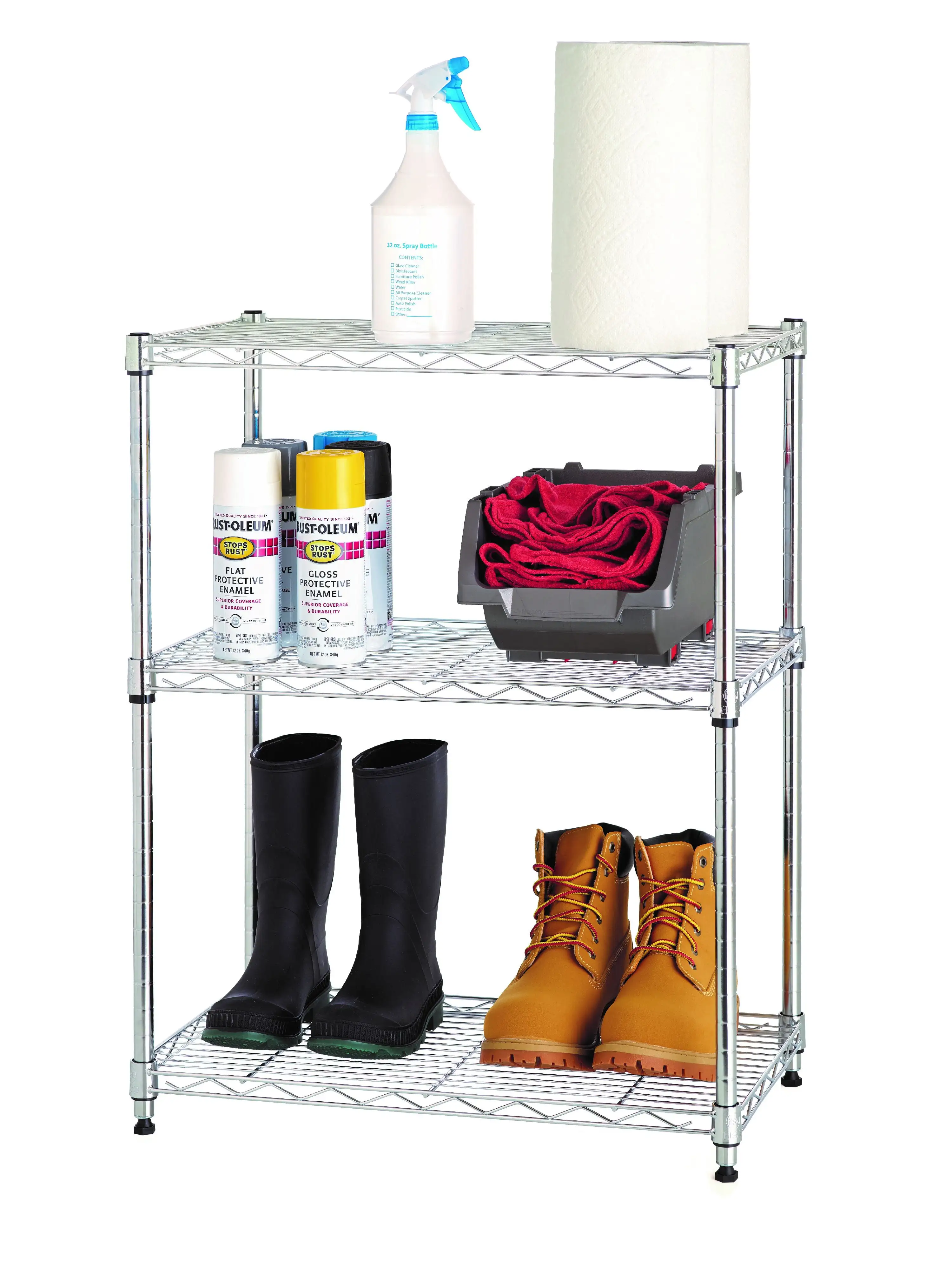 HSS Stackable 23.2W x 13.4D x 30.6H 3-Shelf Freestanding Shelves. Silver