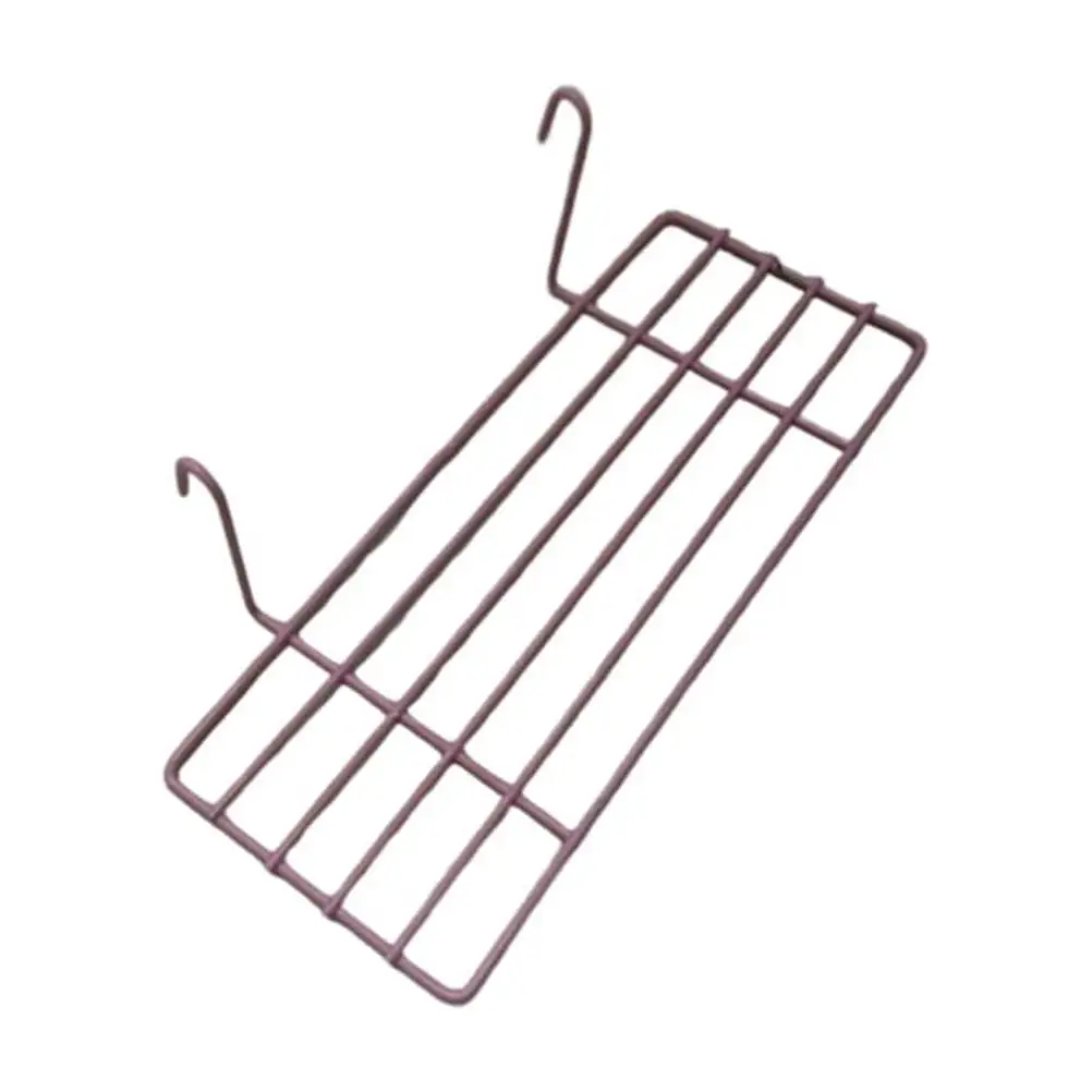 Hanging Wire Storage Basket Rack Straight Shelf Wall Organizer for Grid Panel Display (Pink)