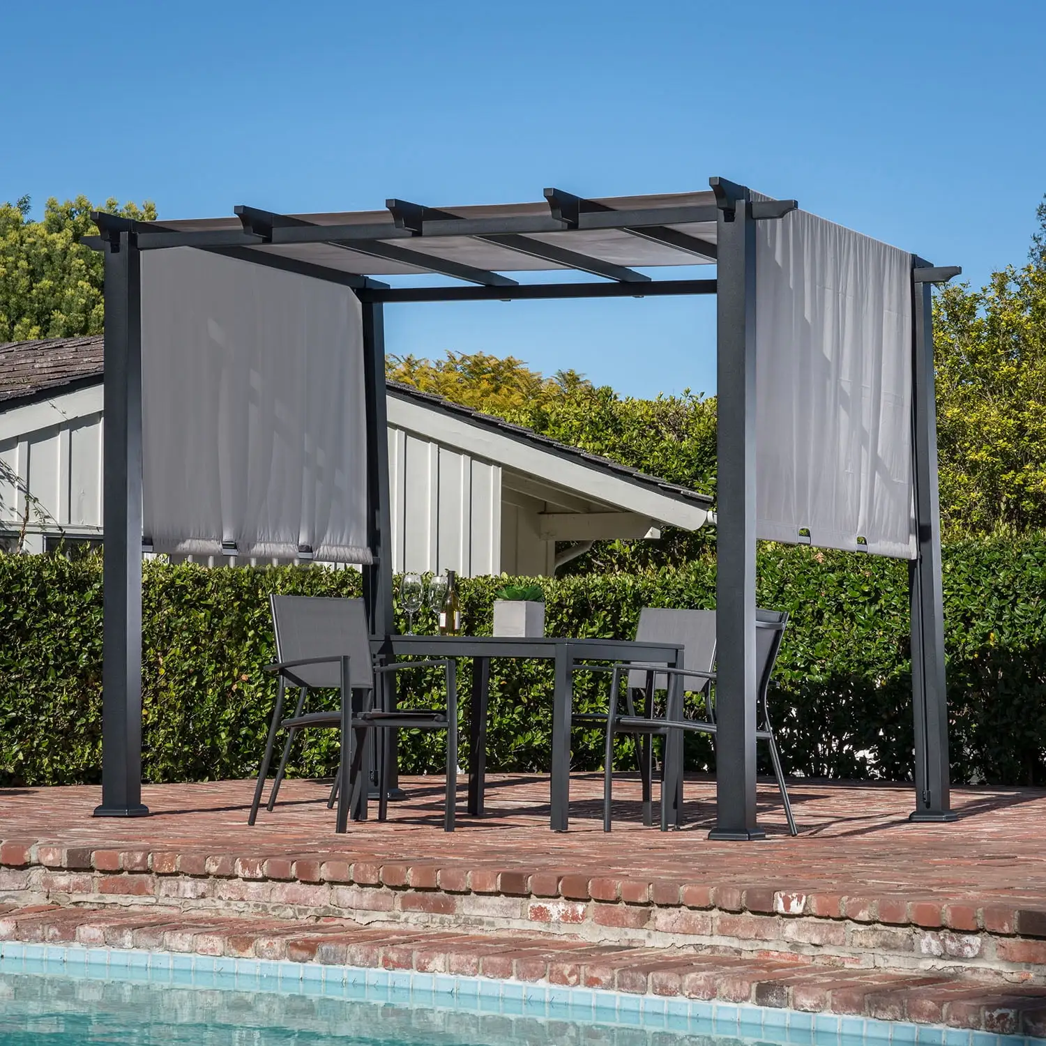 Hanover Hanover 8 x 10 Ft. Metal Pergola with an Adjustable Gray Canopy