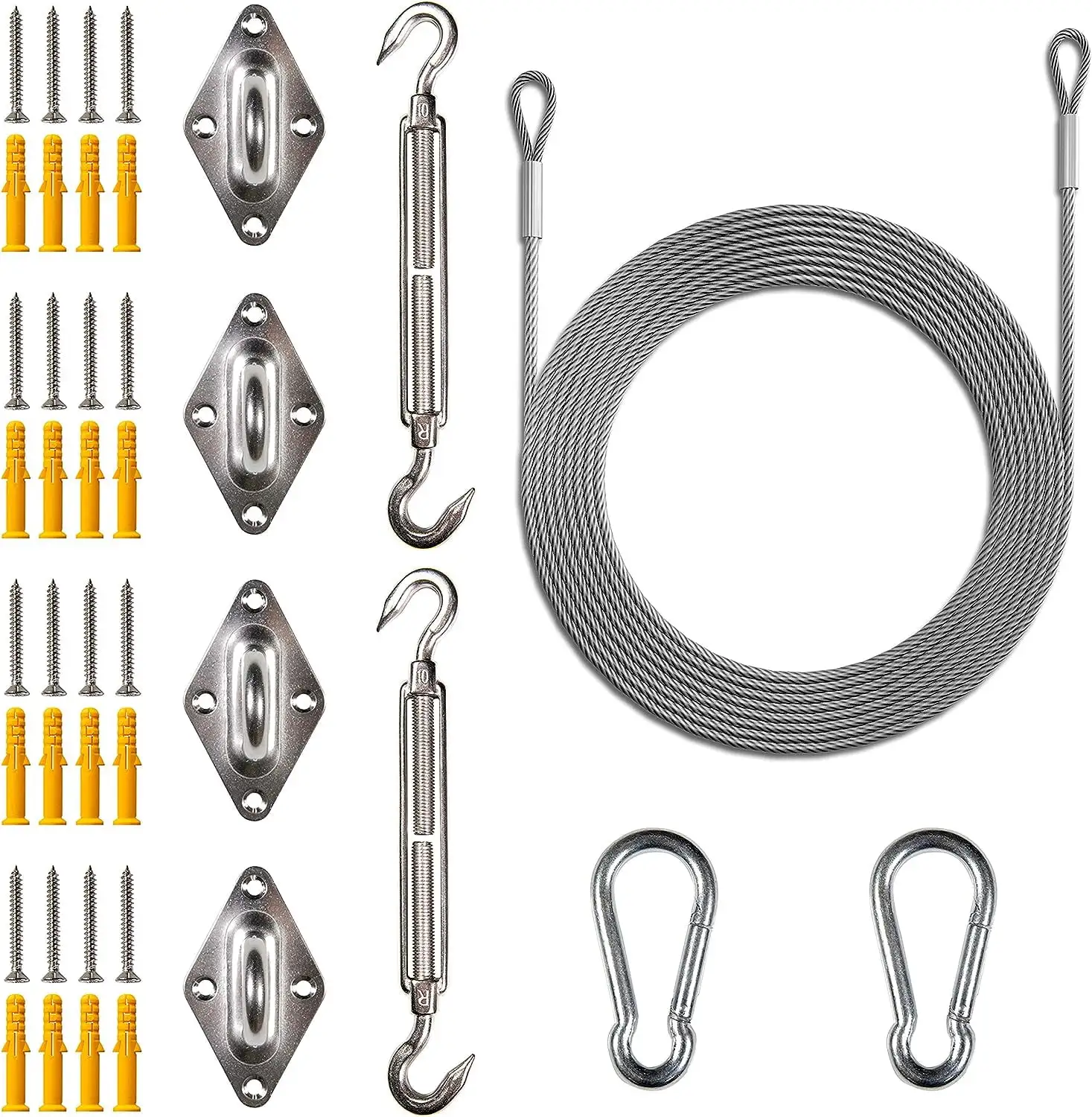 Hardware Kit Set for Rectangle/Square Sun Shade Sails Canopy. Easy-Tensioning. 316 Military-Grade Stainless Steel(10 Inch Hardware Kit + Cables)