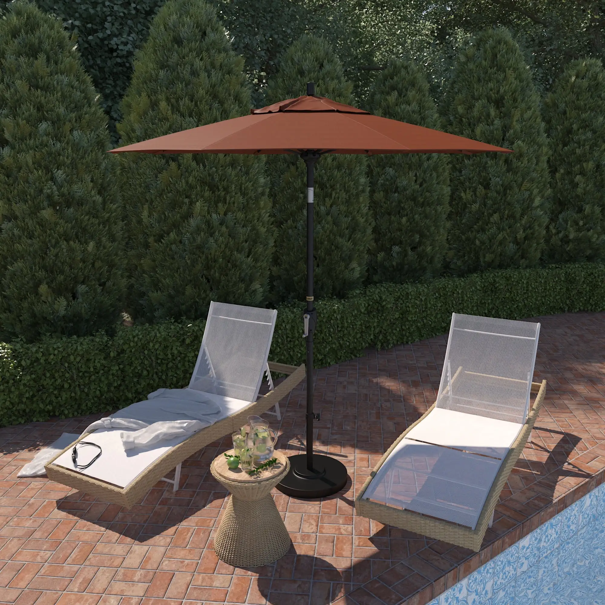 Havenside Home Okaloosa 7.5ft Round Crank Lift Tilting Patio Umbrella by . Base Not Included Terracotta