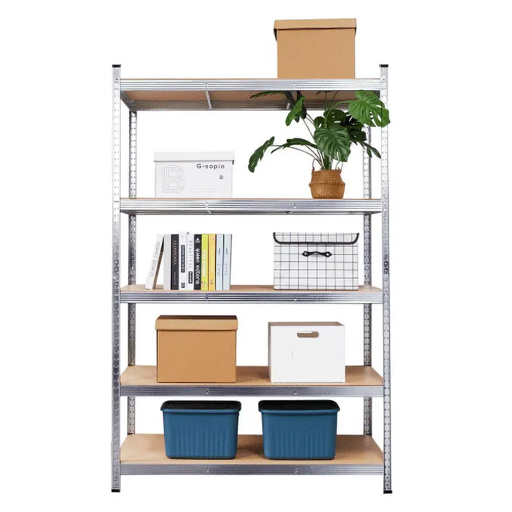 Hcore 5-Tier Utility Shelves. Metal Storage Shelves Garage Shelving Unit Adjustable Garage Storage Shelves Storage Racks Heavy Duty Shed Shelving- Silver.49.2??23.6??71Inch