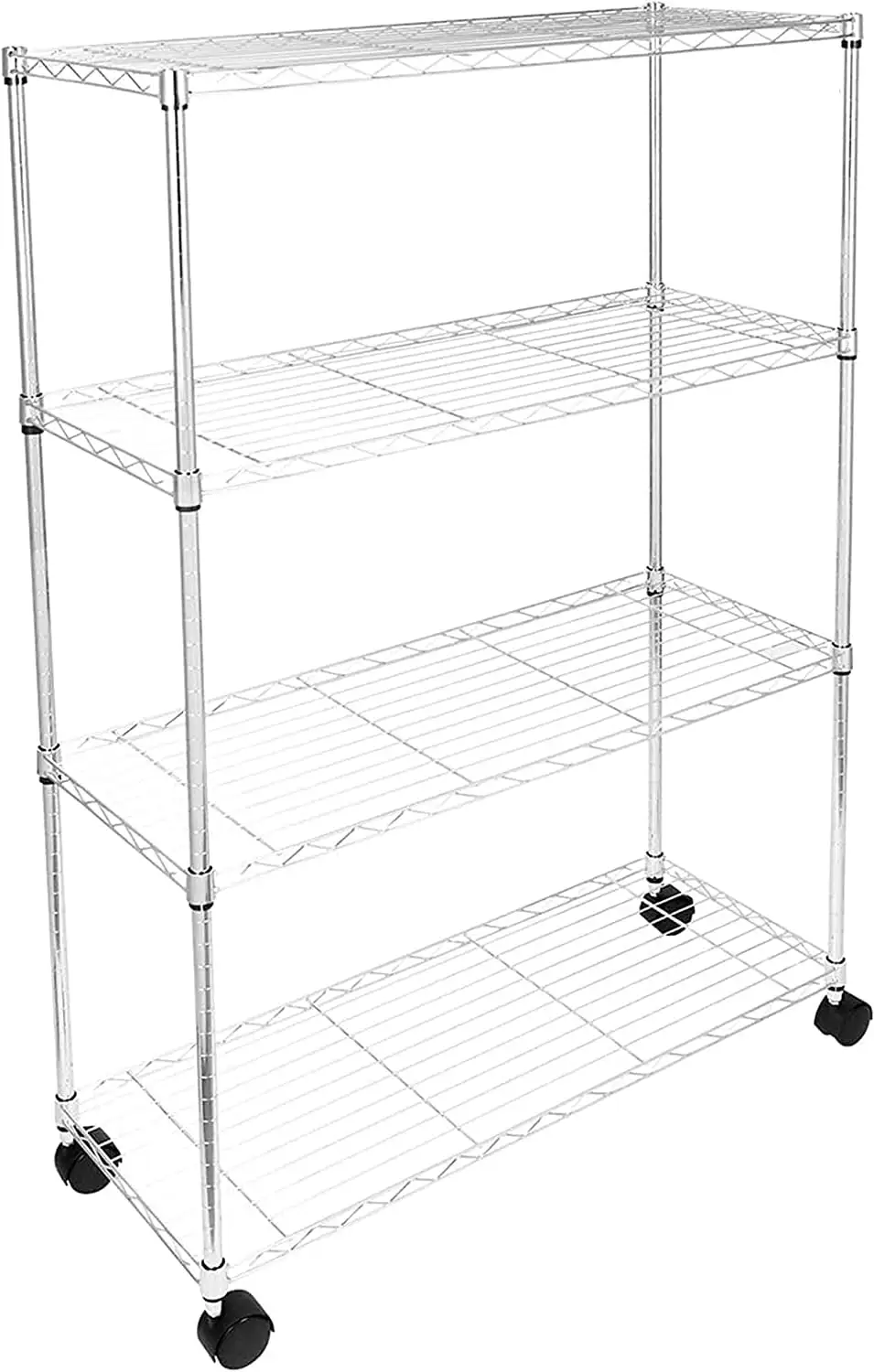 HealSmart 4-Tier Heavy Duty Height Adjustable Storage Shelving Unit.Chrome.36Lx14Wx55.91H inch (HKSHLF36145404CV3)