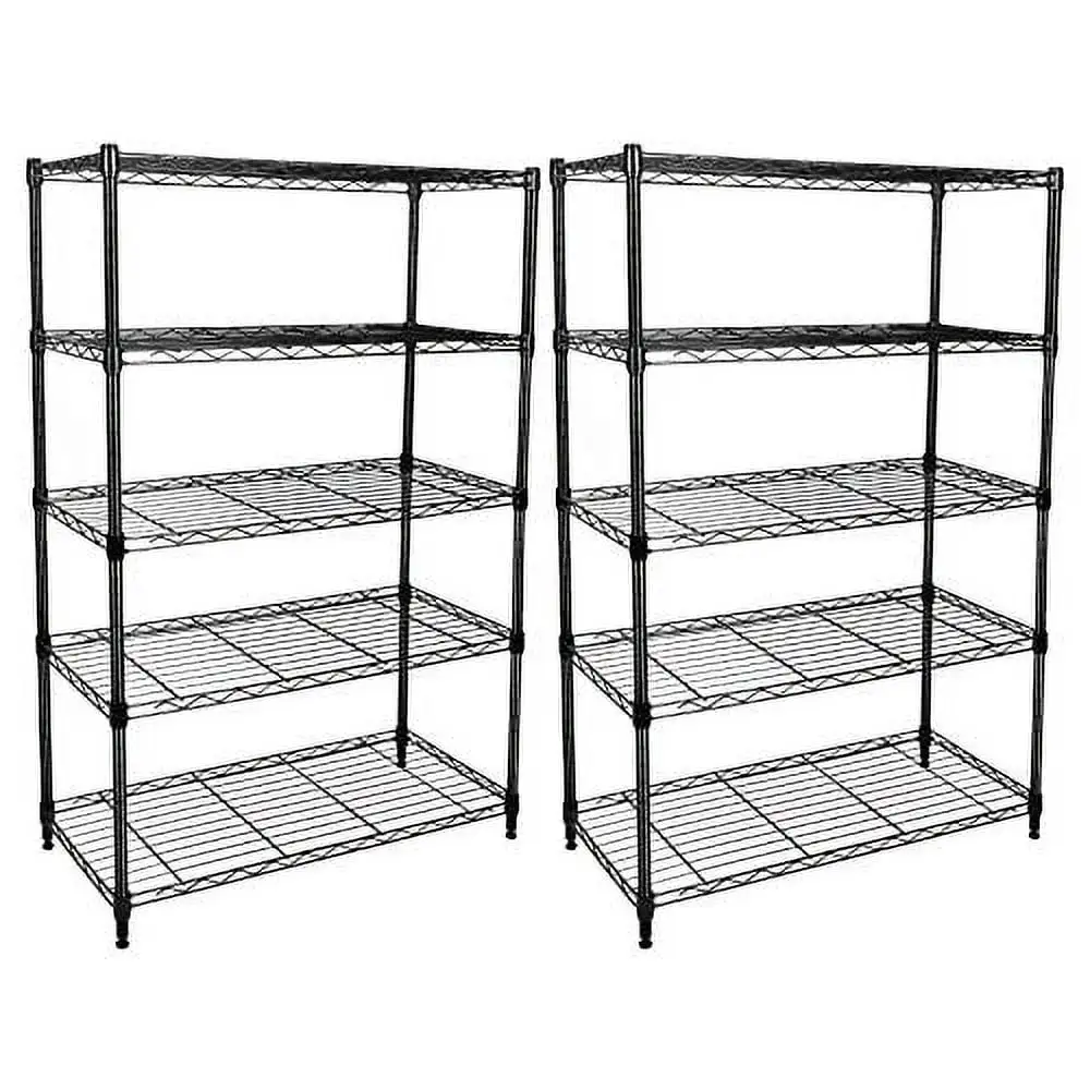 HealSmart Heavy Duty 5-Shelf Shelving Unit. 29 D x 14 W x 61 H. 5 Tier. Black (HKSHLF29146105GX2V1)