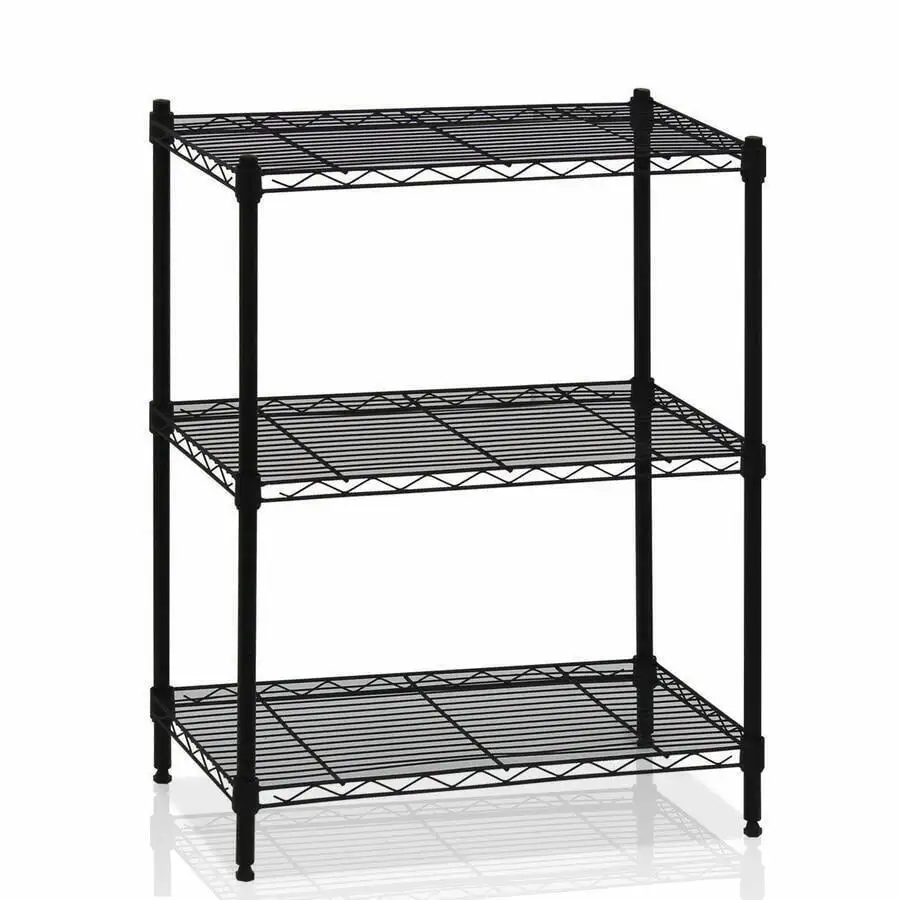 Heavy-Duty 3-Tier Wire Shelving Unit for Garage. Kitchen. or Storage