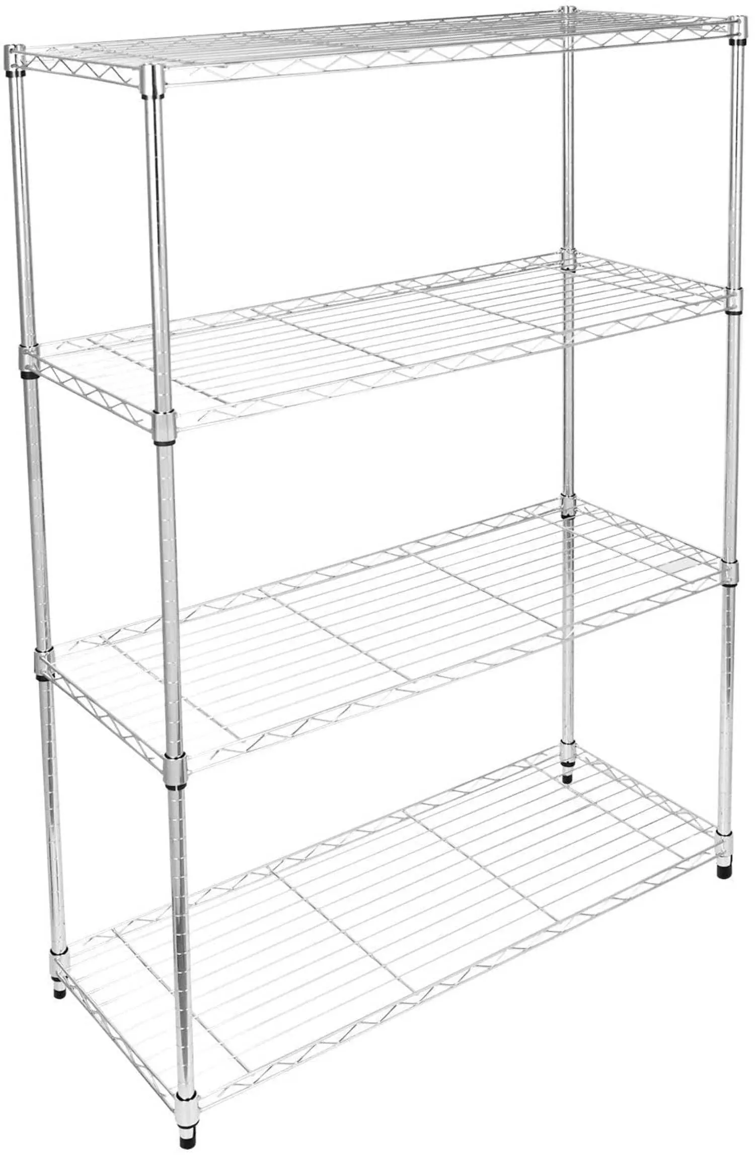 Heavy Duty 4-Shelf Shelving Unit with Wheel and Adjustable Feet. 36(L) x14(W) x54(H). Chrome