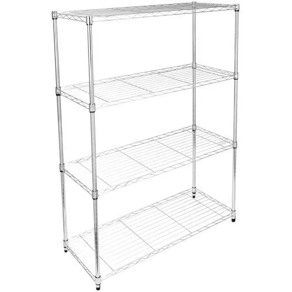 Heavy Duty 4-Shelf Shelving Unit with Wheel and Adjustable Feet. 36''(L) x14''(W) x54''(H). Chrome