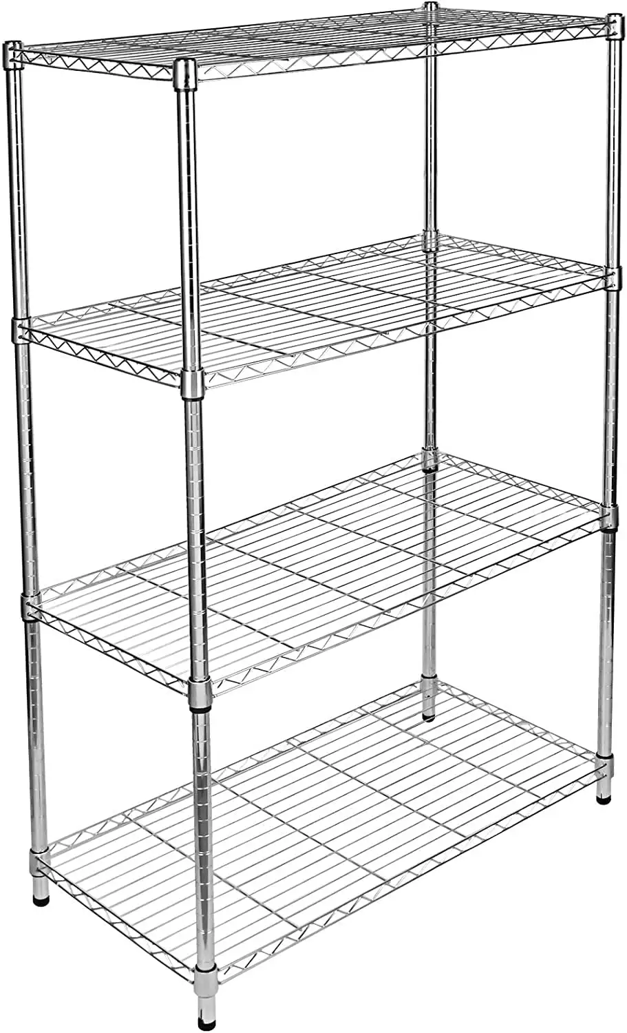 Heavy Duty 4-Shelf Shelving With Wheels. Adjustable Storage Units. Steel Organizer Wire Rack.Chrome