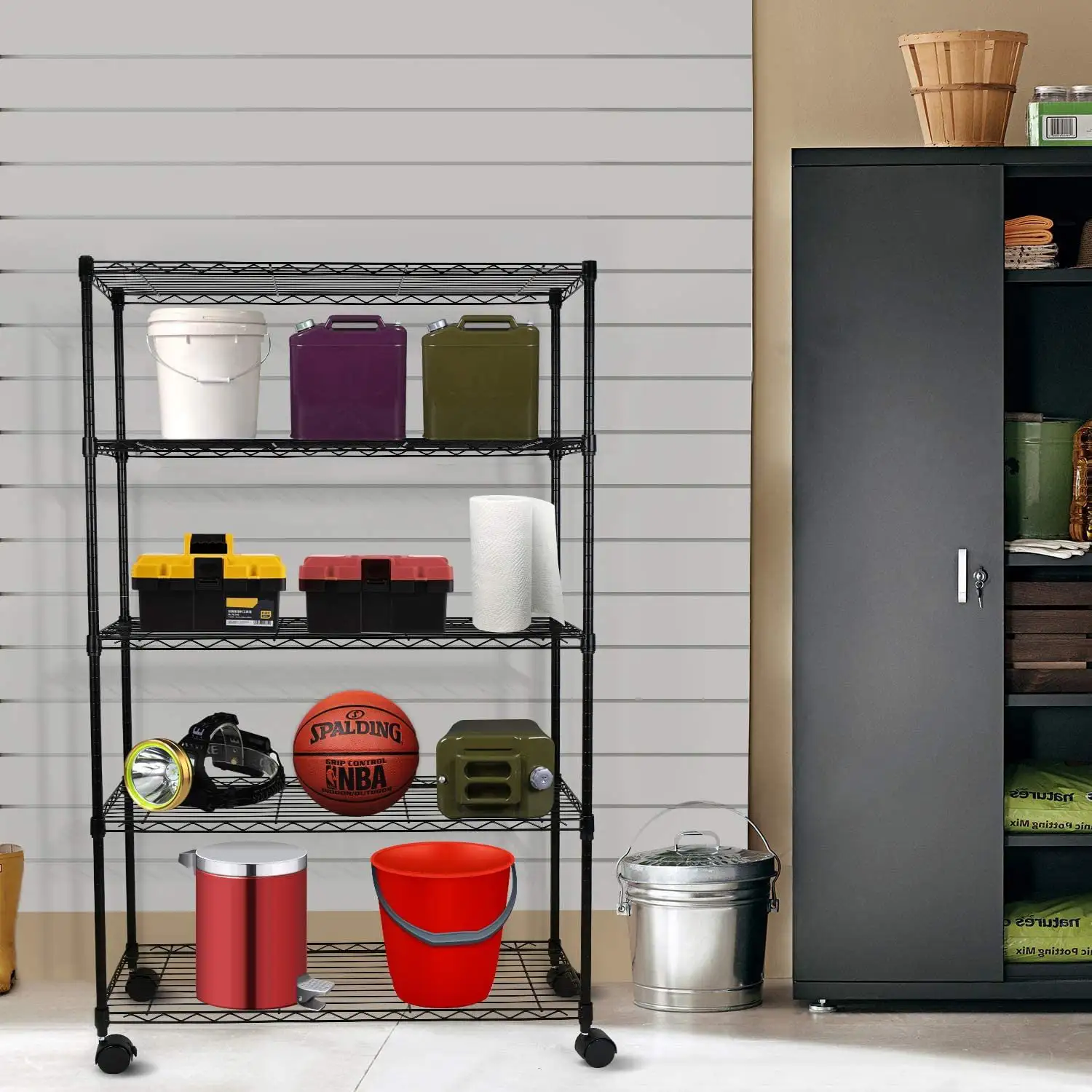 Heavy Duty 5-Shelf Shelving Unit with Wheels - 33.6 | Organize in Style