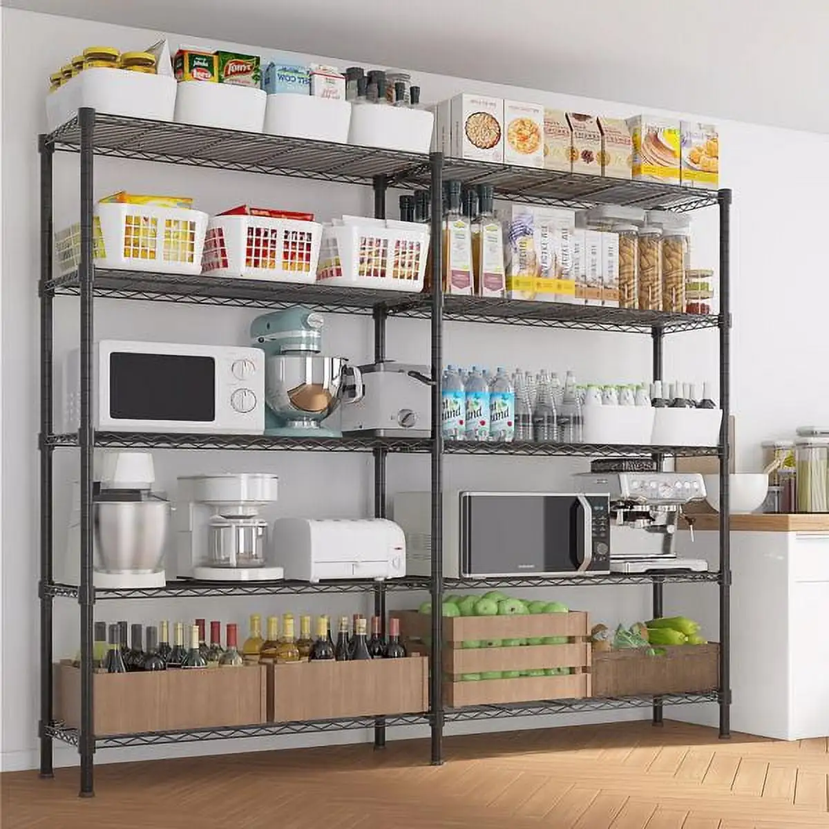 Heavy-Duty 58''W 5-Tier Metal Wire Shelving Unit - NSF Certified Storage Rack. 1500LBS Capacity for Garage. Pantry. Kitchen