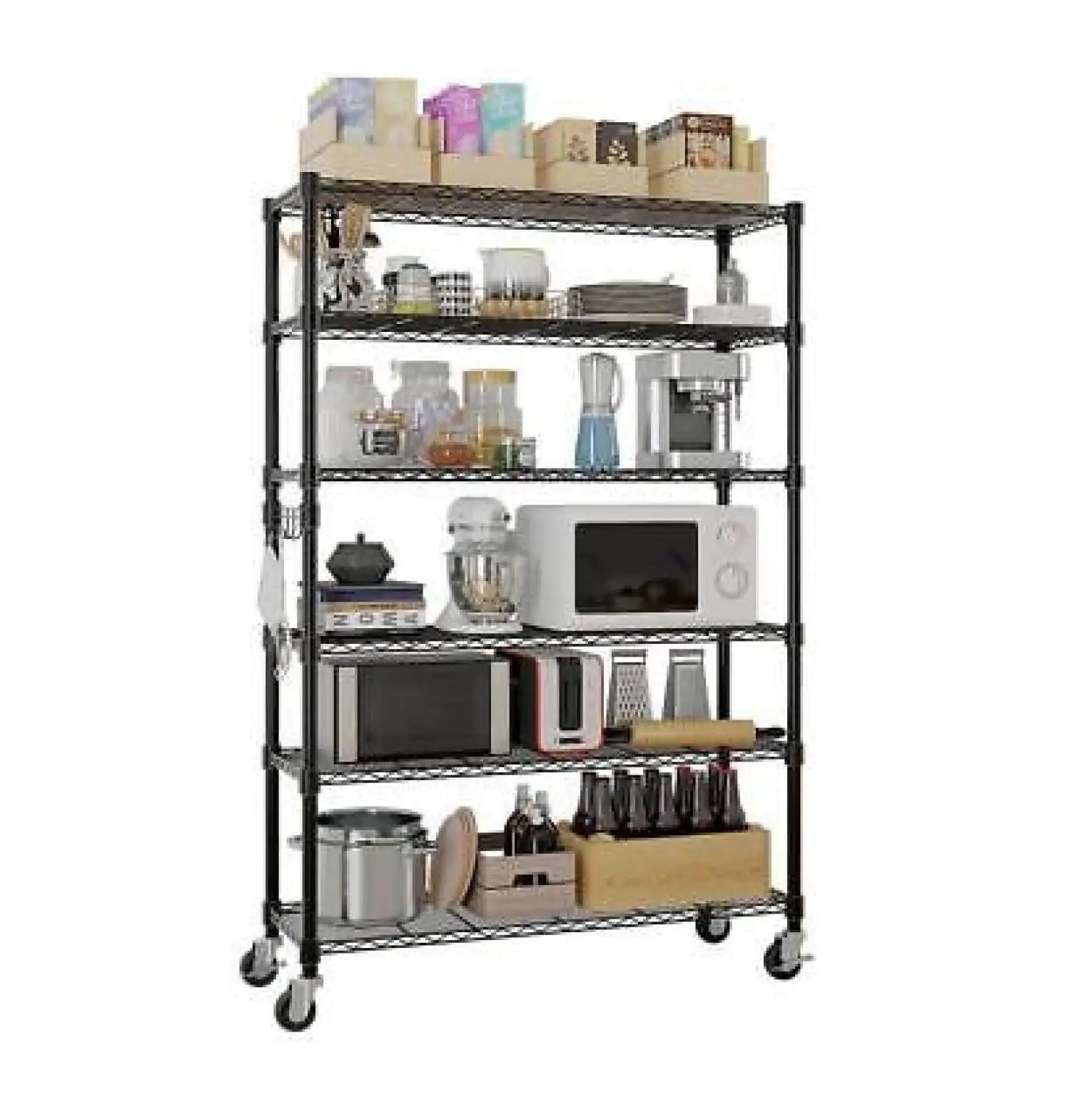 Heavy Duty 6 Tier Metal Shelves Garage Shelving Wire Shelving Unit 82''H Black