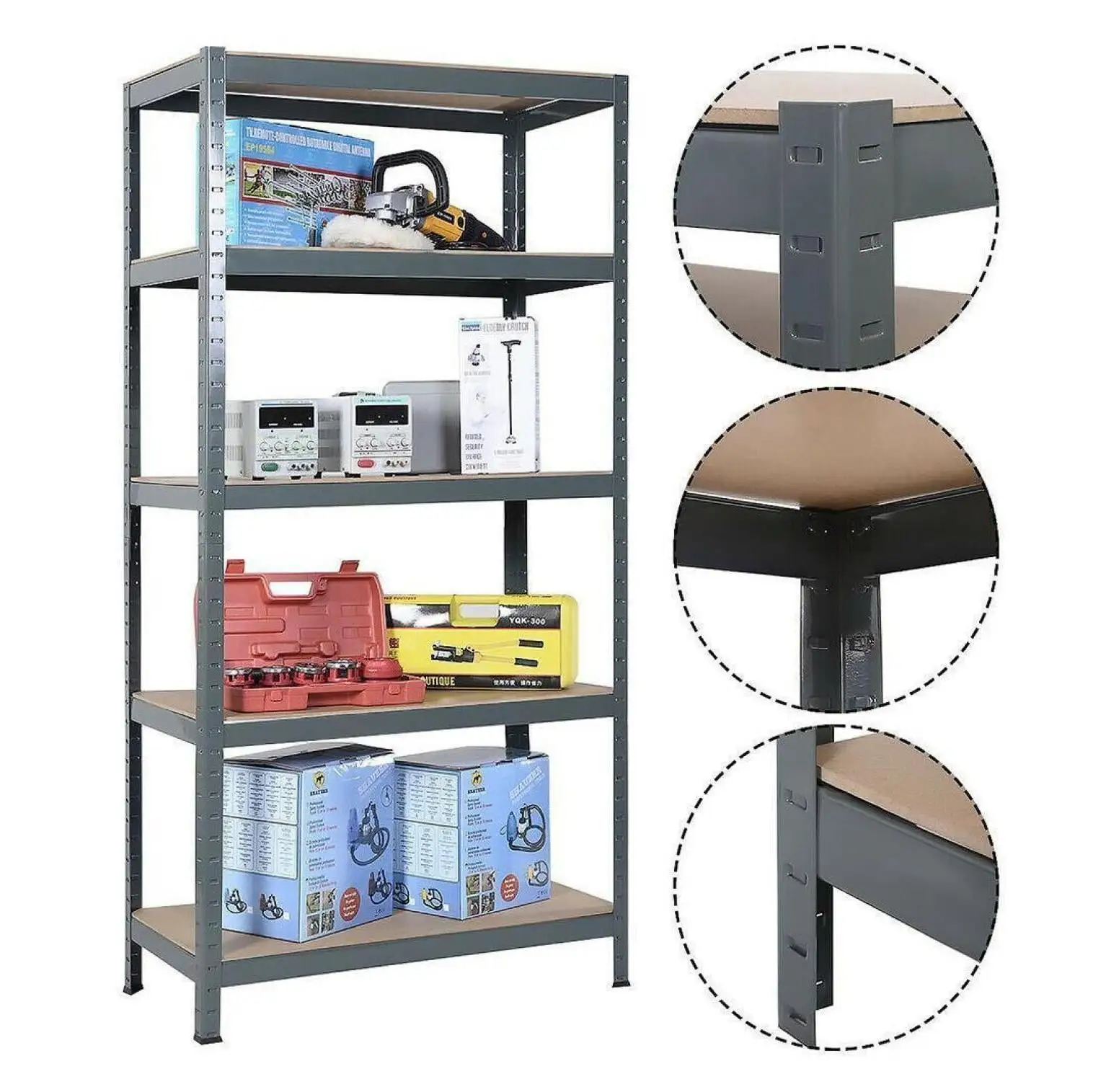 Heavy Duty 71H Shelf Unit Garage Steel Metal Storage 5 Tier MDF Organizer