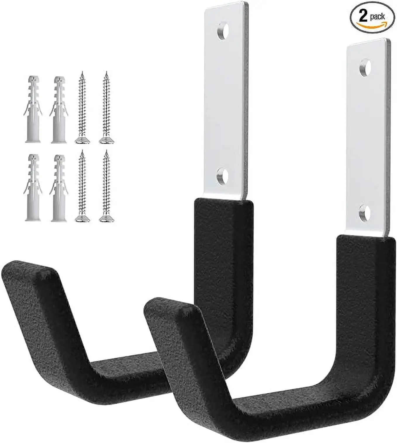 Heavy Duty Utility Hooks for Garage Storage Utility Hooks Wall Mount.Garage Hooks Heavy Duty.Garage Wall Hooks.Bike Hooks. (2 Pcs Black)4.7*3.5 inch