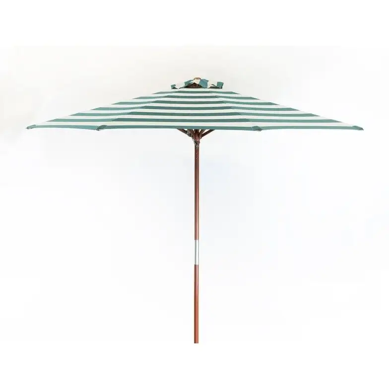 Heininger Holdings. LLC Premium Classic Wood 9 ft Round Stripe Market Umbrella Spa