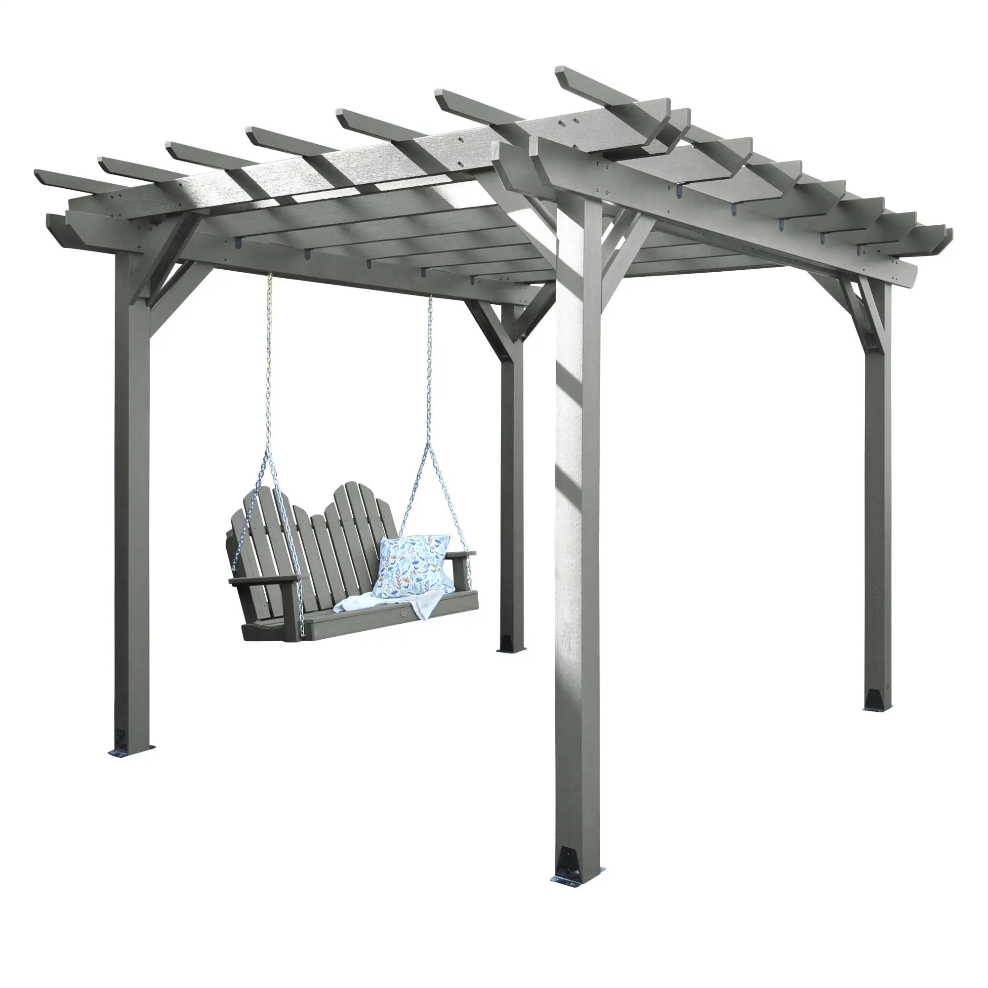 Highwood's Bodhi Poly Lumber. 10' L x 10' W x 8' H. 2-Piece Pergola Set with 4ft Classic Westport Swing