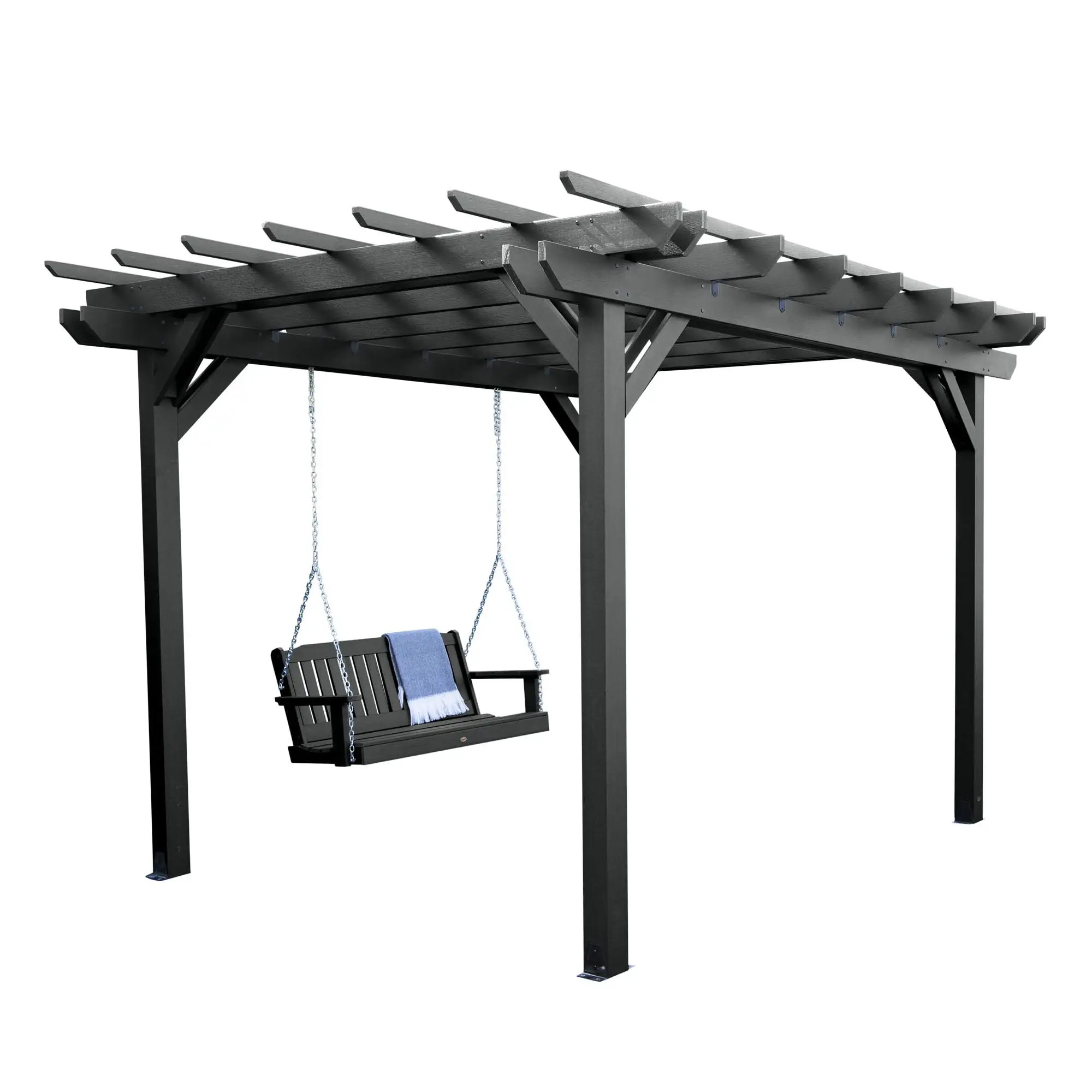 Highwood's Bodhi Poly Lumber. 10' L x 10' W x 8' H. 2-Piece Pergola Set with 5ft Lehigh Swing