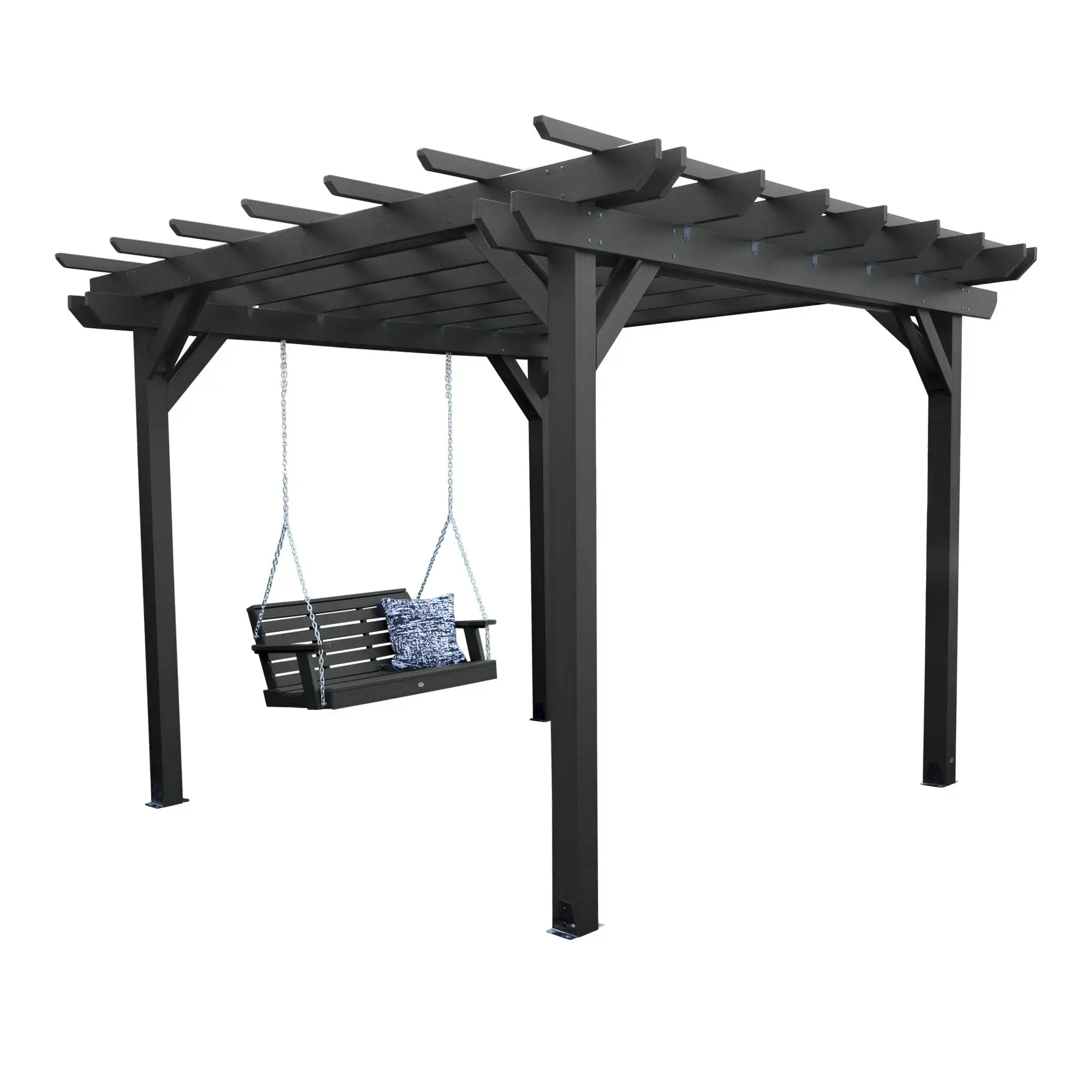 Highwood's Bodhi Poly Lumber. 10' L x 10' W x 8' H. 2-Piece Pergola Set with 5ft Weatherly Swing