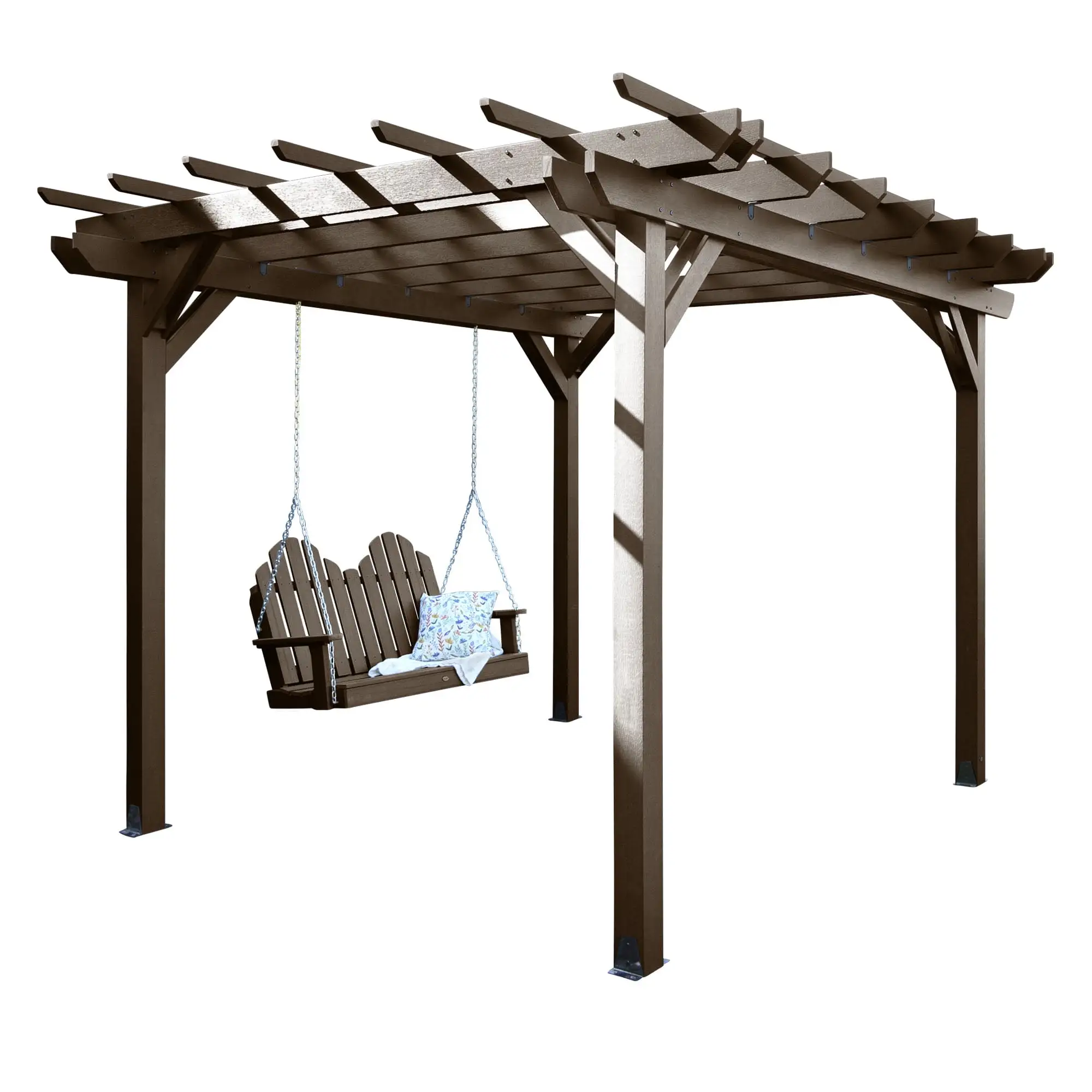 Highwood's Bodhi Poly Lumber. 10' L x 12' W x 8' H. 2-Piece Pergola Set with 4ft Classic Westport Swing