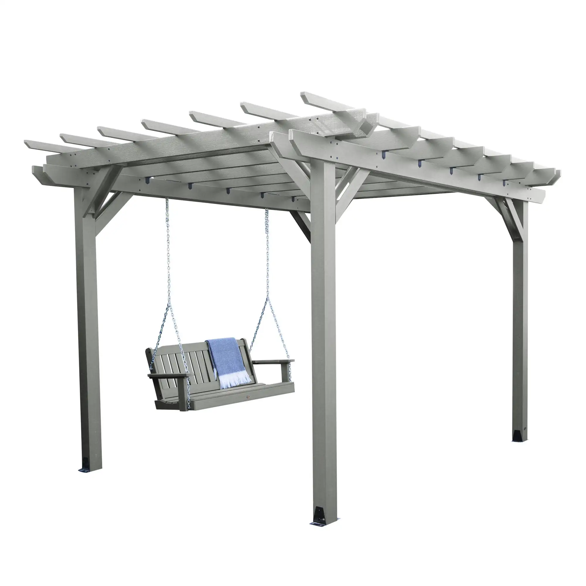 Highwood's Bodhi Poly Lumber. 10' L x 12' W x 8' H. 2-Piece Pergola Set with 5ft Lehigh Swing