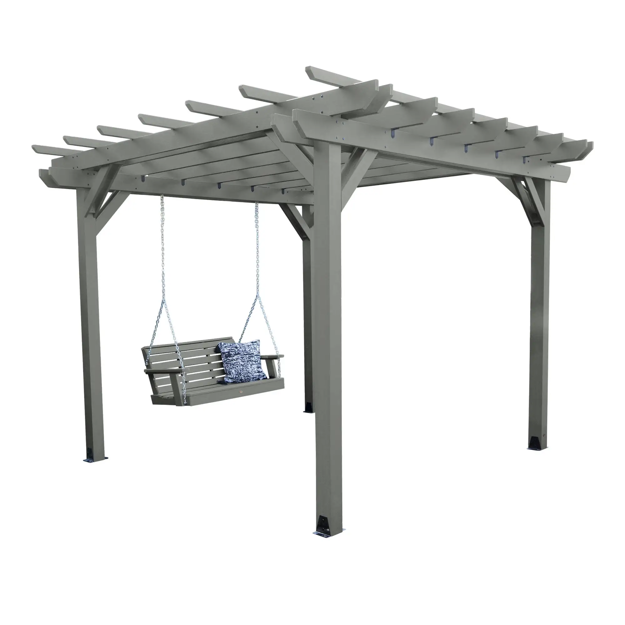 Highwood's Bodhi Poly Lumber. 10' L x 12' W x 8' H. 2-Piece Pergola Set with 5ft Weatherly Swing