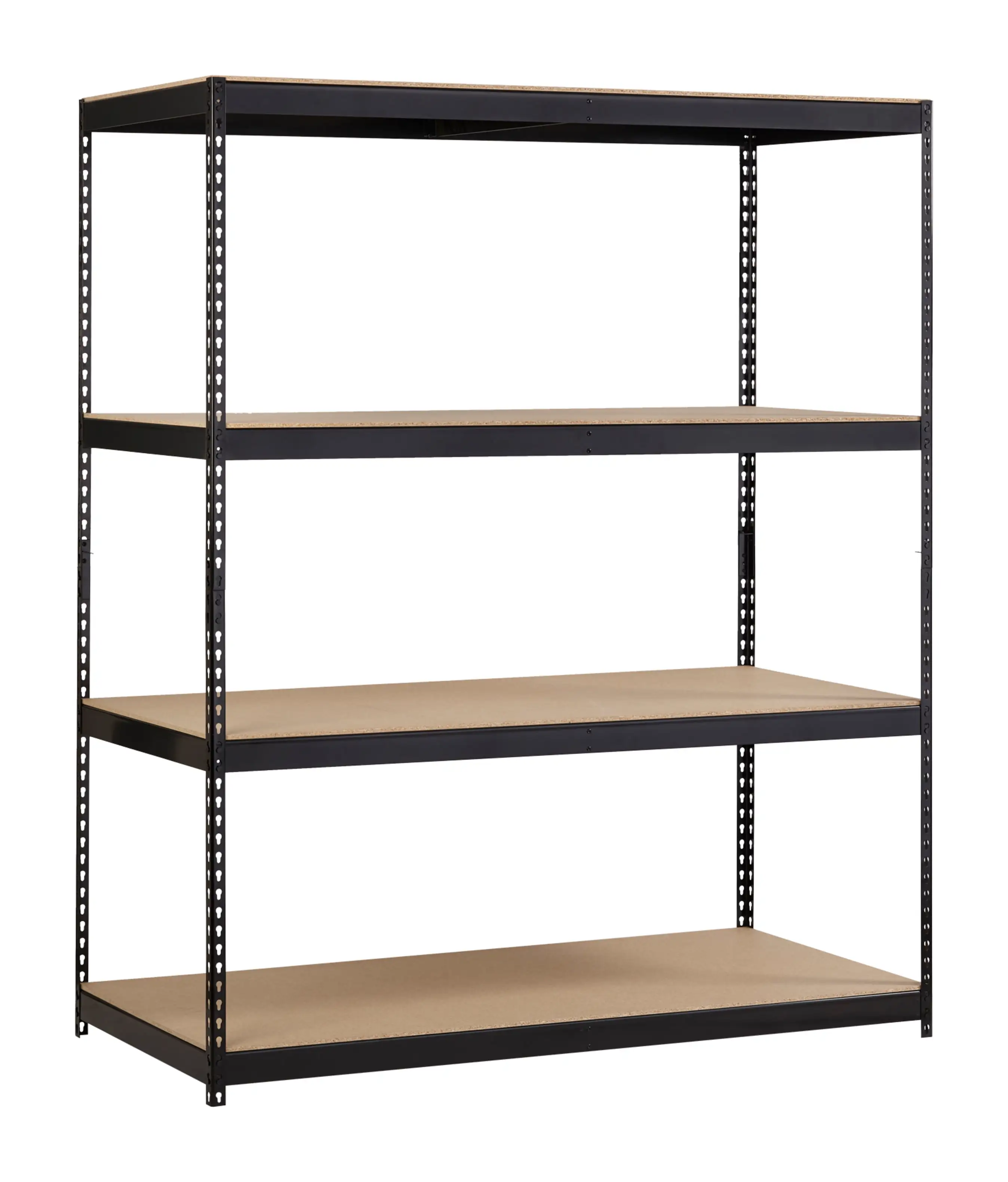 Hirsh Archival Riveted Steel Shelving 4-Shelf Unit. 33D x 69W x 84H. Black