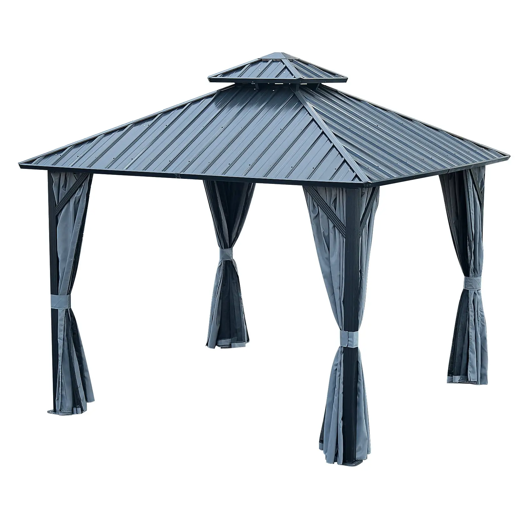 Historyli Go5H 12x12 Gazebo. Outdoor Patio Tent With Double-roof. Pre Drilled Base. Expansion Screw. UltravioletRustGazebos For Lawns. Deck. Backyard