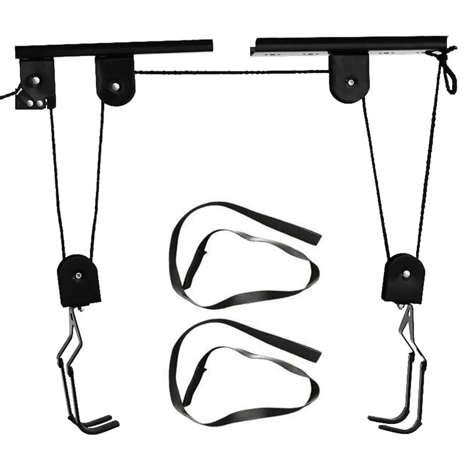 Hoist Garage Storage Bike Lift Pulley System with 60kg Bearing Overhead Bike Rack Heavy Duty Ceiling Hanger