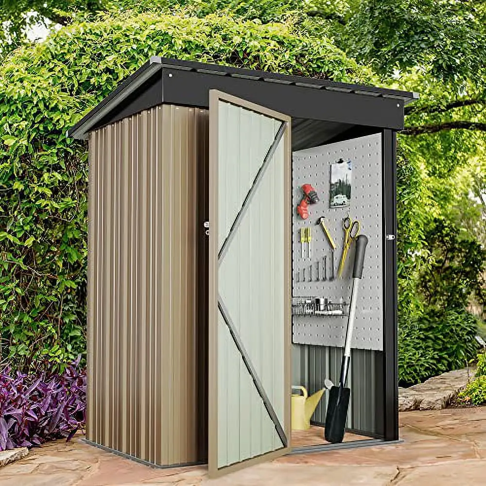 Homall Outdoor Storage Shed. Metal Garden Sheds & Outdoor Storage House with Single Lockable Door for Backyard Garden Patio Lawn (5 x 3 FT)