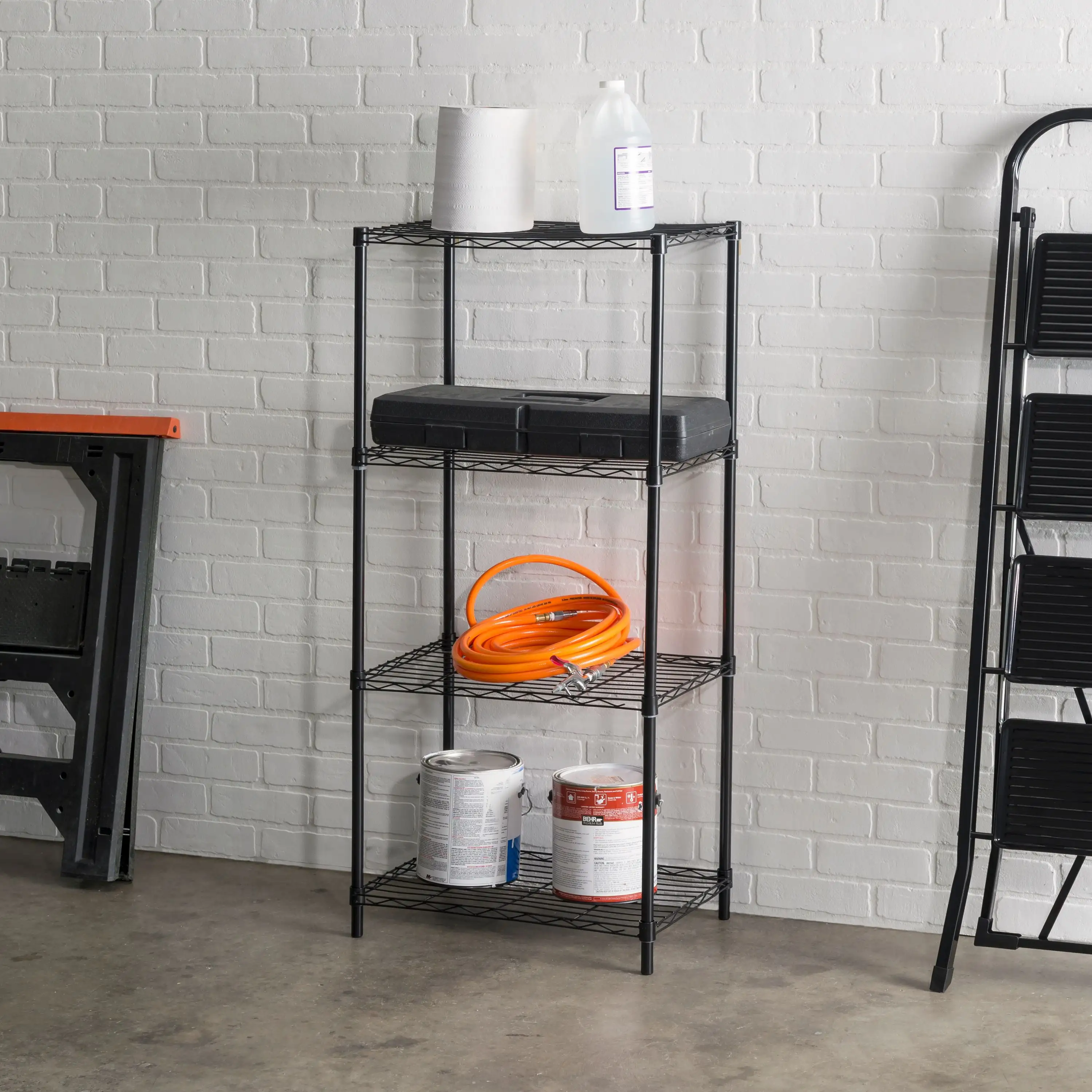 Home Basics 4 Tier Steel Wire Shelf. Black