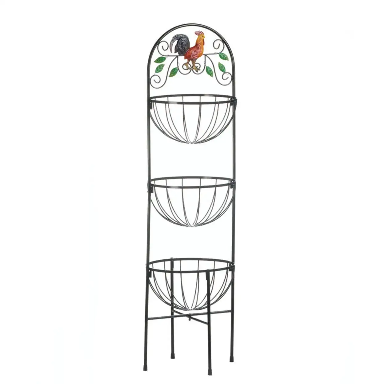 Home Decorative Rooster Three-Level Kitchen Basket Display