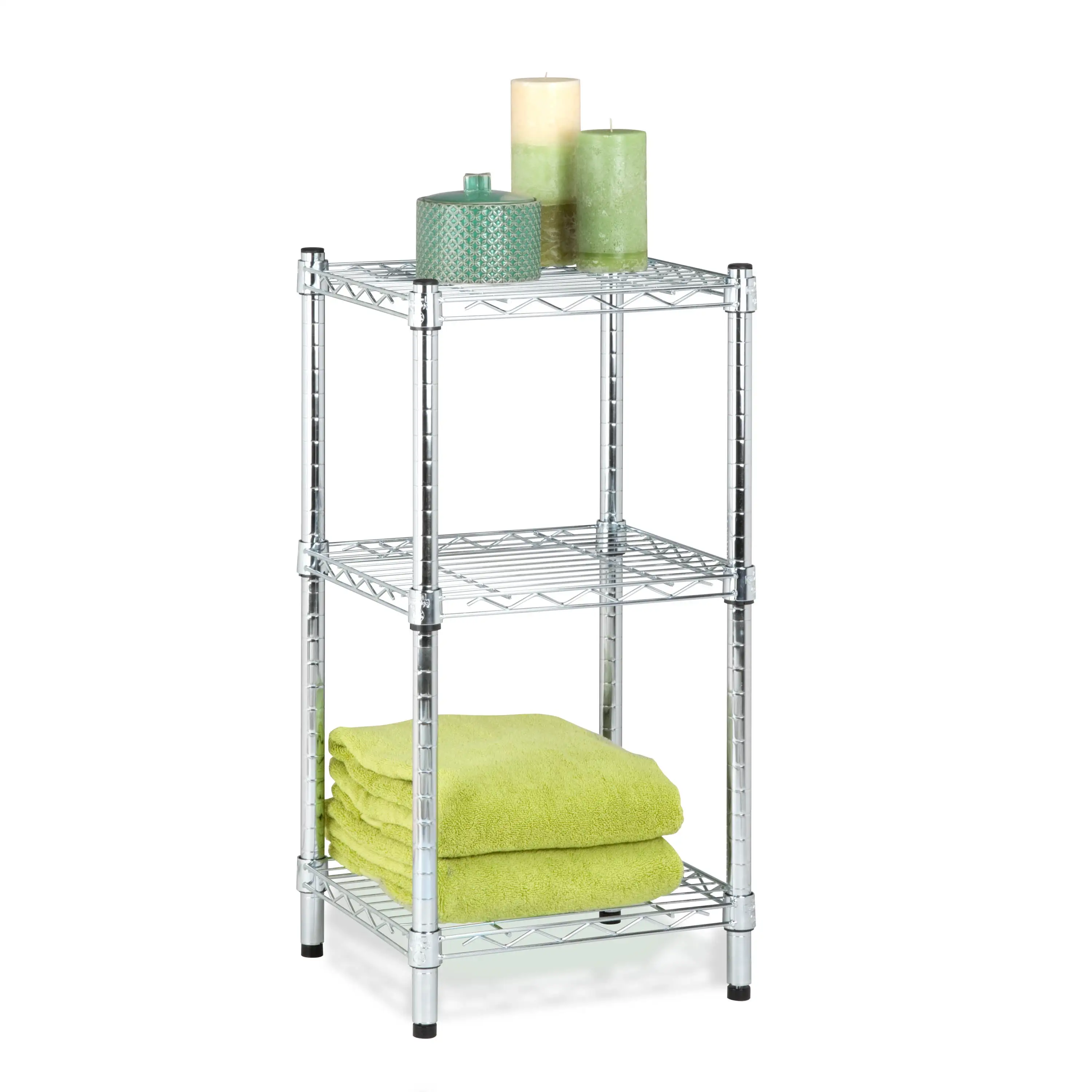 Honey-Can-Do 3-Shelf Steel Adjustable Storage Shelves. Chrome. Holds up to 200 lb per Shelf