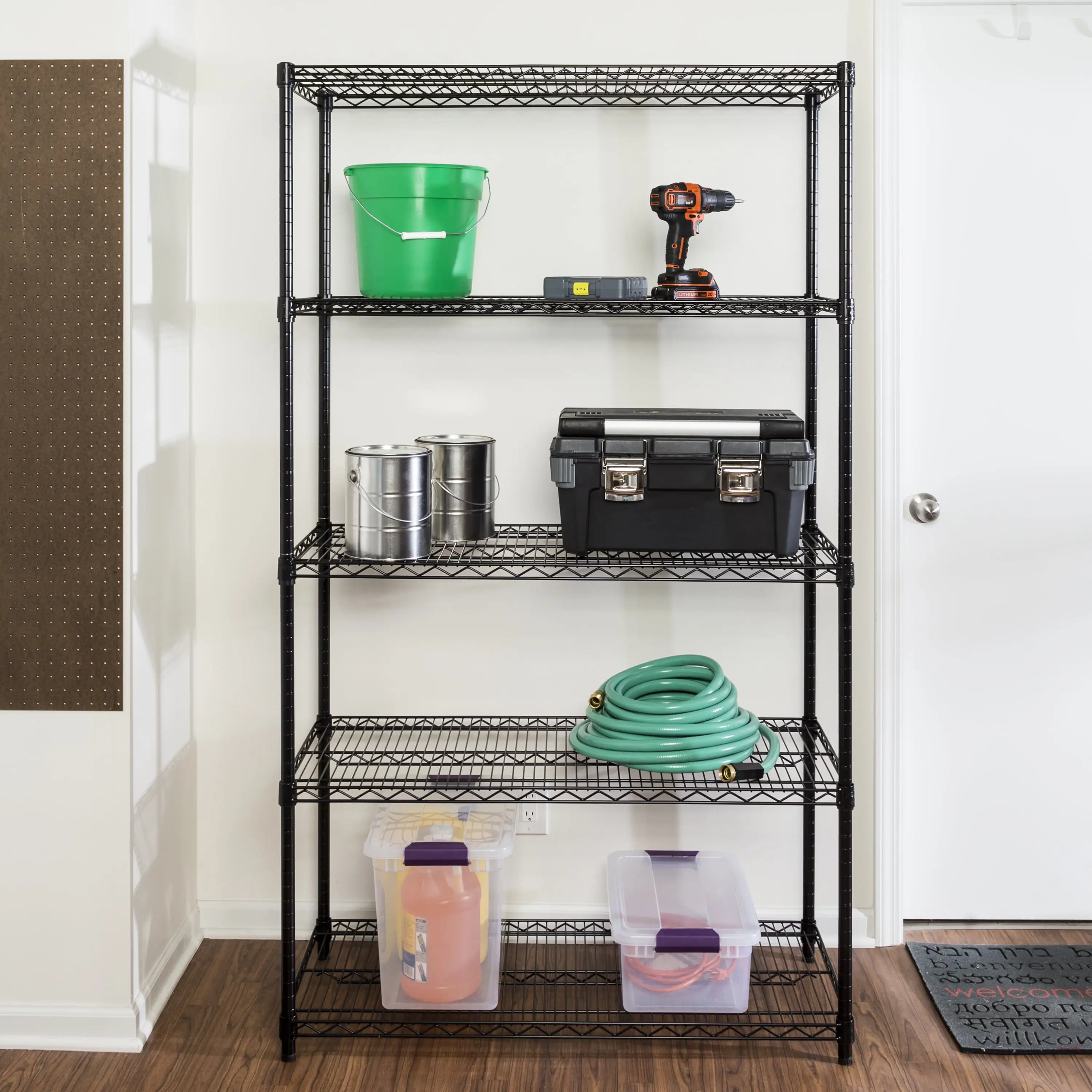 Honey-Can-Do 5-Shelf Heavy Duty Adjustable Storage Shelves. Black. Holds up to 800 lb per Shelf