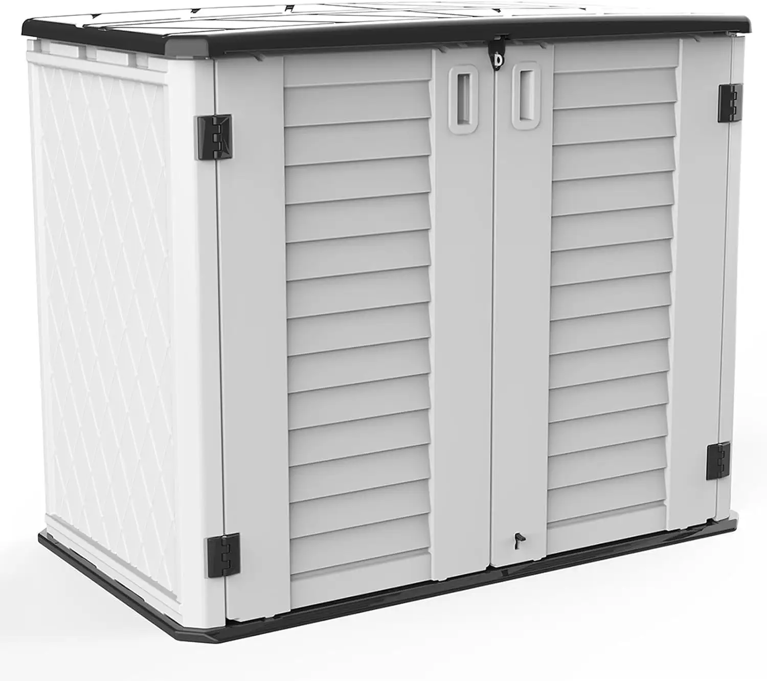 Horti Cubic Horizontal Storage Shed. Multi-Purpose Outdoor Storage Box. 34 Cubic Feet. White