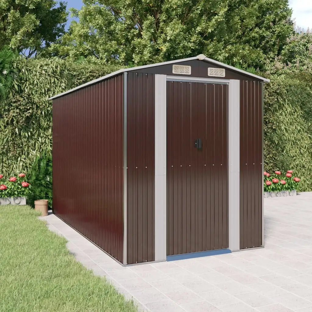 Htovila Garden Shed Dark Brown 75.6x140.6x87.8 Galvanized Steel