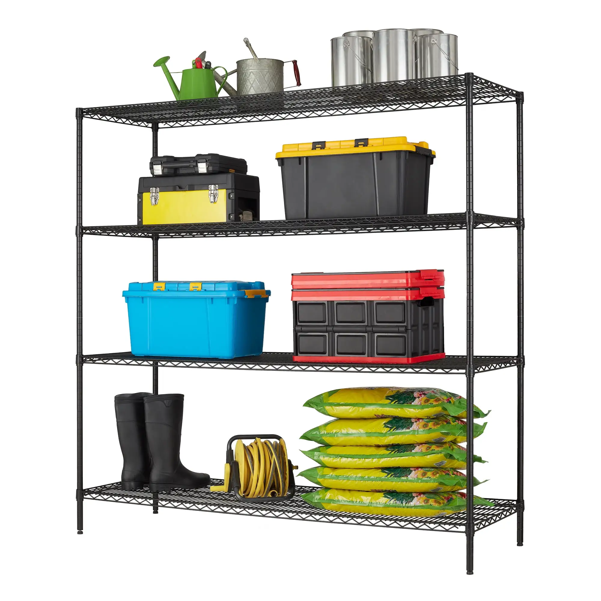 Hyper Tough Black Wire Shelf 4-Tier Heavy Duty 72H x 72W x 24D. 4000lbs Total Capacity