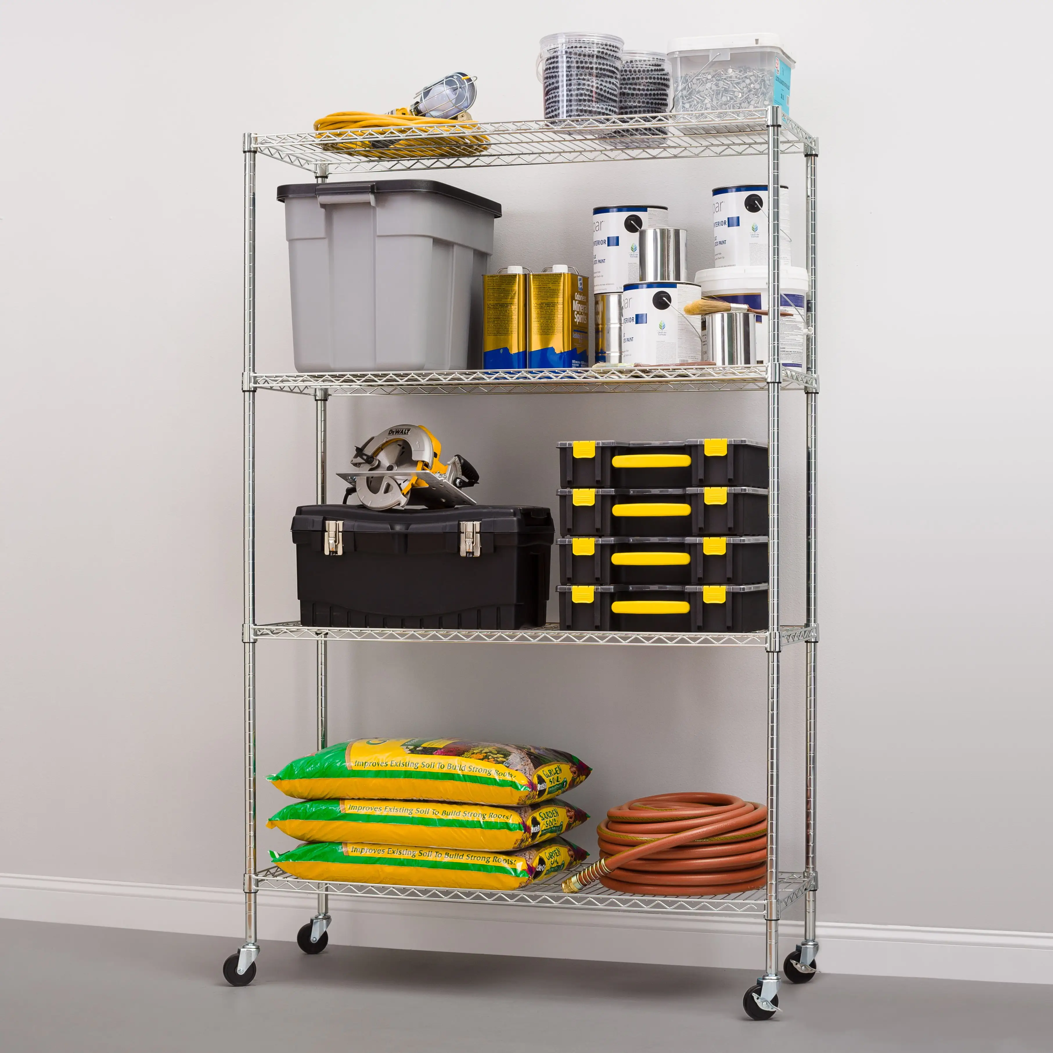 Hyper Tough Chrome Wire Shelf 4-Tier Heavy Duty 72H x 48W x 18D. 2400lbs Total Capacity