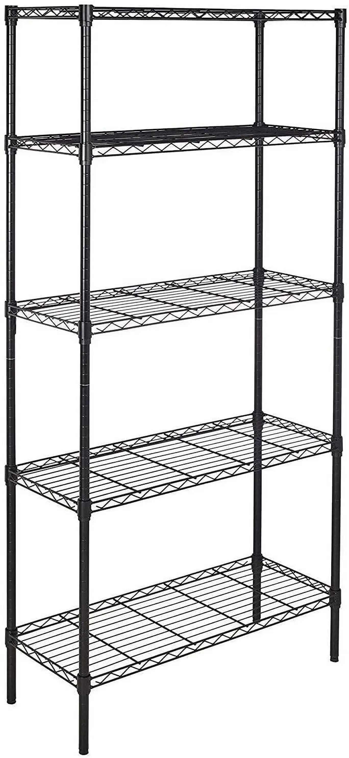 IM Beauty 5-Tier Wire Shelving Adjustable Shelves Unit Metal Storage Rack for Laundry Bathroom Kitchen Pantry Closet Organization Black