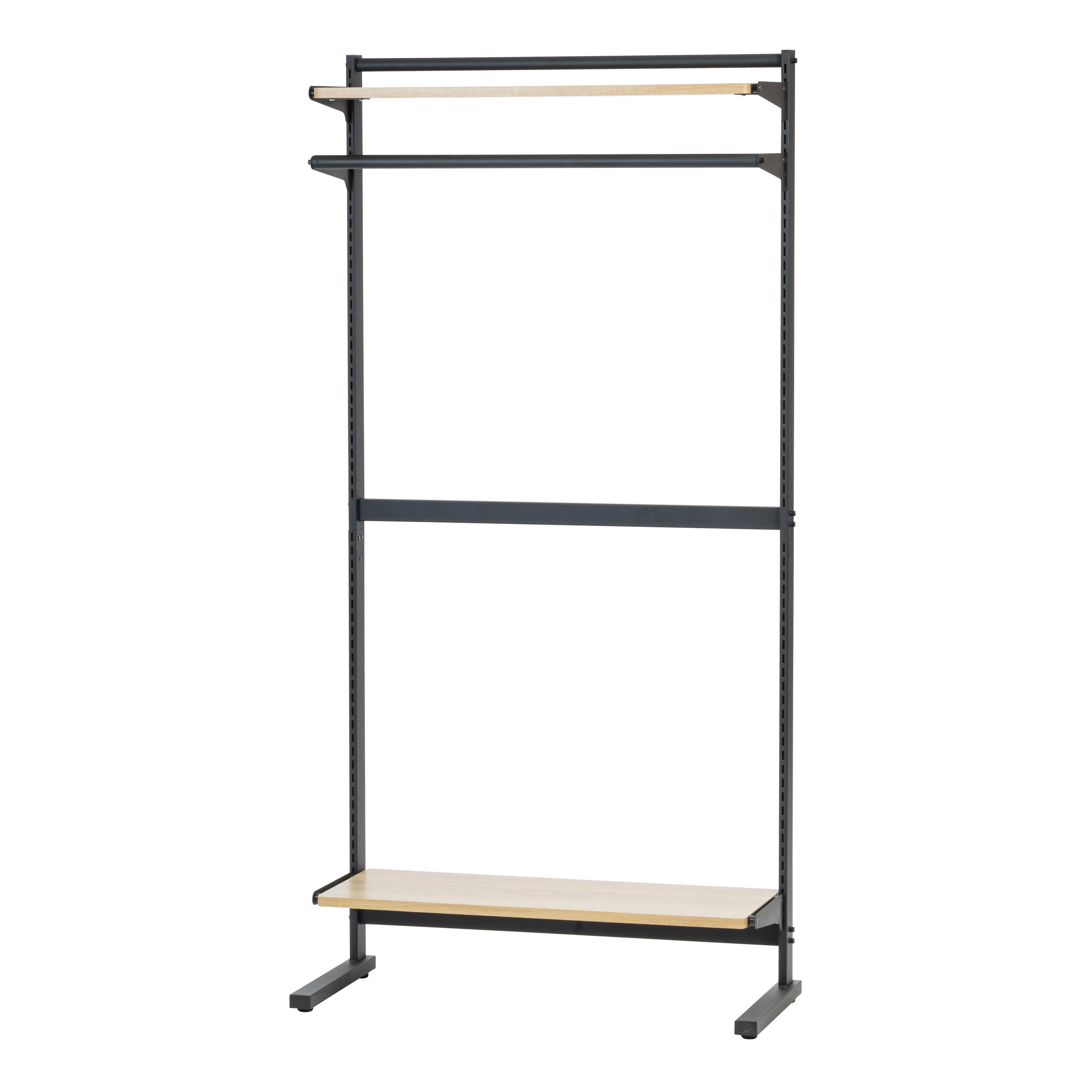 IRIS USA Portable Shelving Unit with 2 Adjustable Shelves and Clothing Rod. for Office. Laundry. Kitchen. Bedroom. Bathroom. and Other Small Rooms