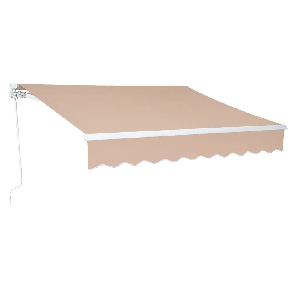 IVV 13' x 8' Retractable Awning Patio Awnings Sun Shade Shelter with Manual Crank Handle. 280g/m2 UV & Water-Resistant Fabric and Aluminum Frame for Deck. Balcony. Yard. Khaki