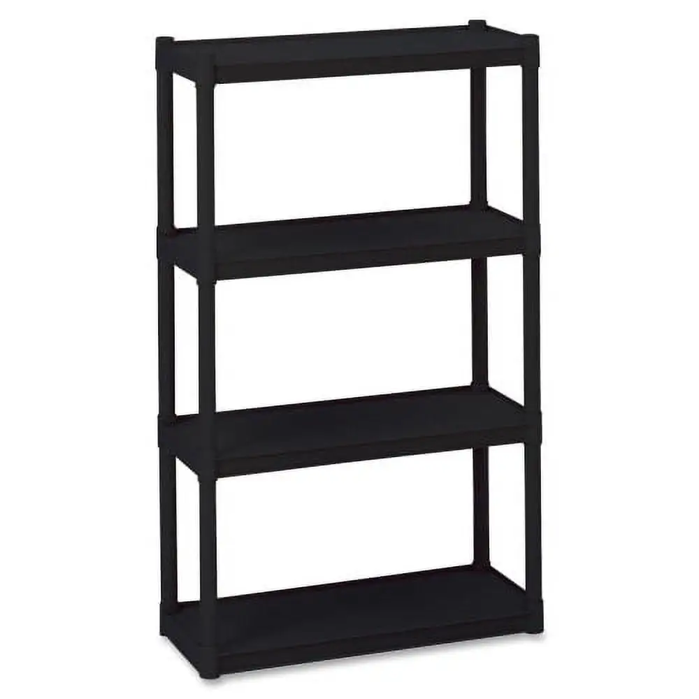 Iceberg Rough 'N Ready 4-Shelf Open Storage System 32 x 13 x 54 - 4 x Shelf(ves) - 300 lb Load Capacity - Durable. Dent Proof. Scratch Resistant. Heavy Duty. Washable - Black - Polypropylene - Recy