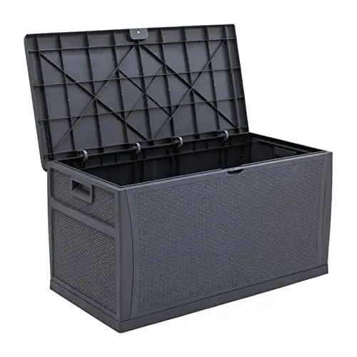 Incbruce Outdoor Storage Box 51 Gallon Patio Deck Box with Handles. Patio Storage Waterproof Deck Boxes Garden Resin Deck Storage Container Lockable Storage Box ()